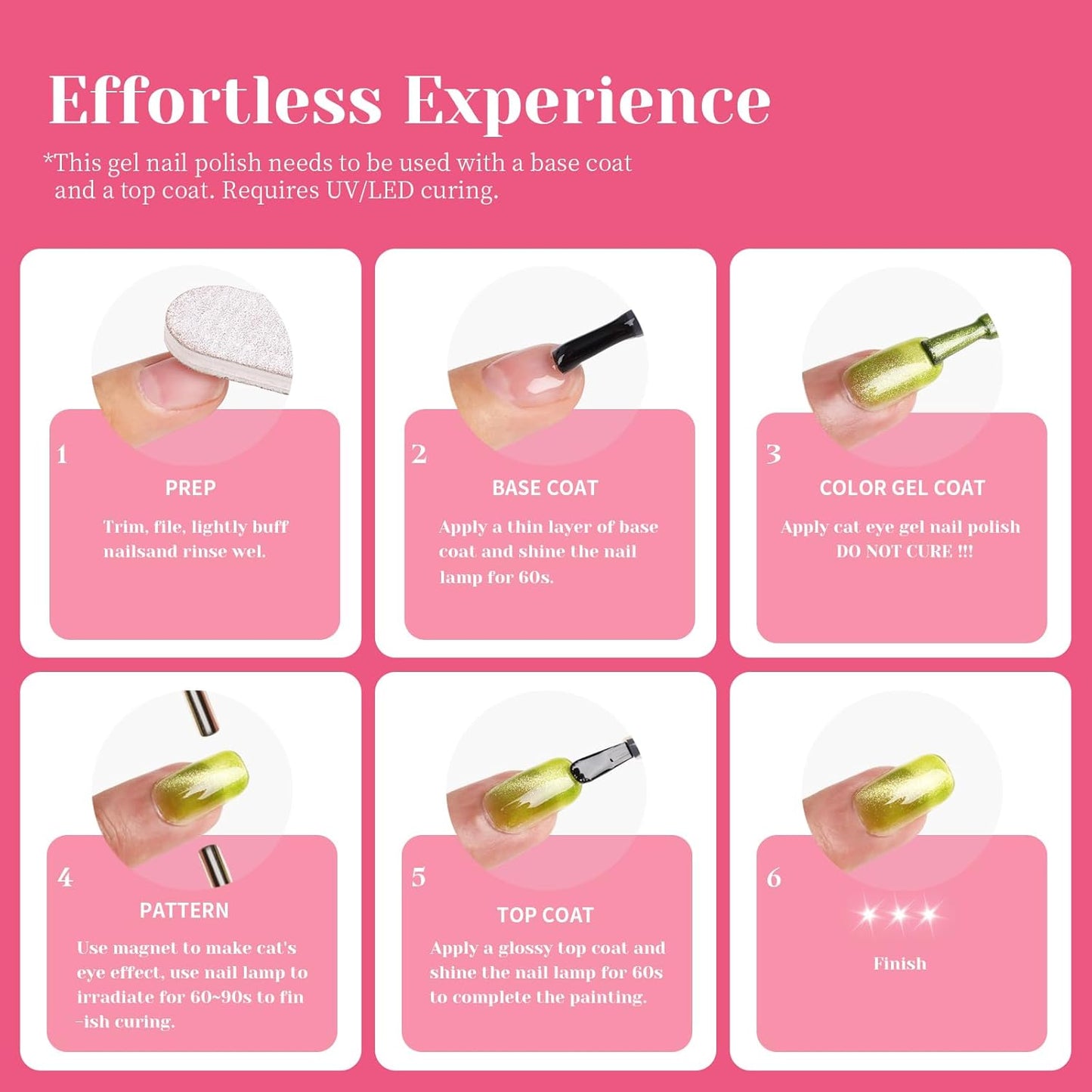 Neon Pink Cat Eye Gel Nail Polish - Perfect for DIY at Home & Ideal Gift for Nail Art Lovers!