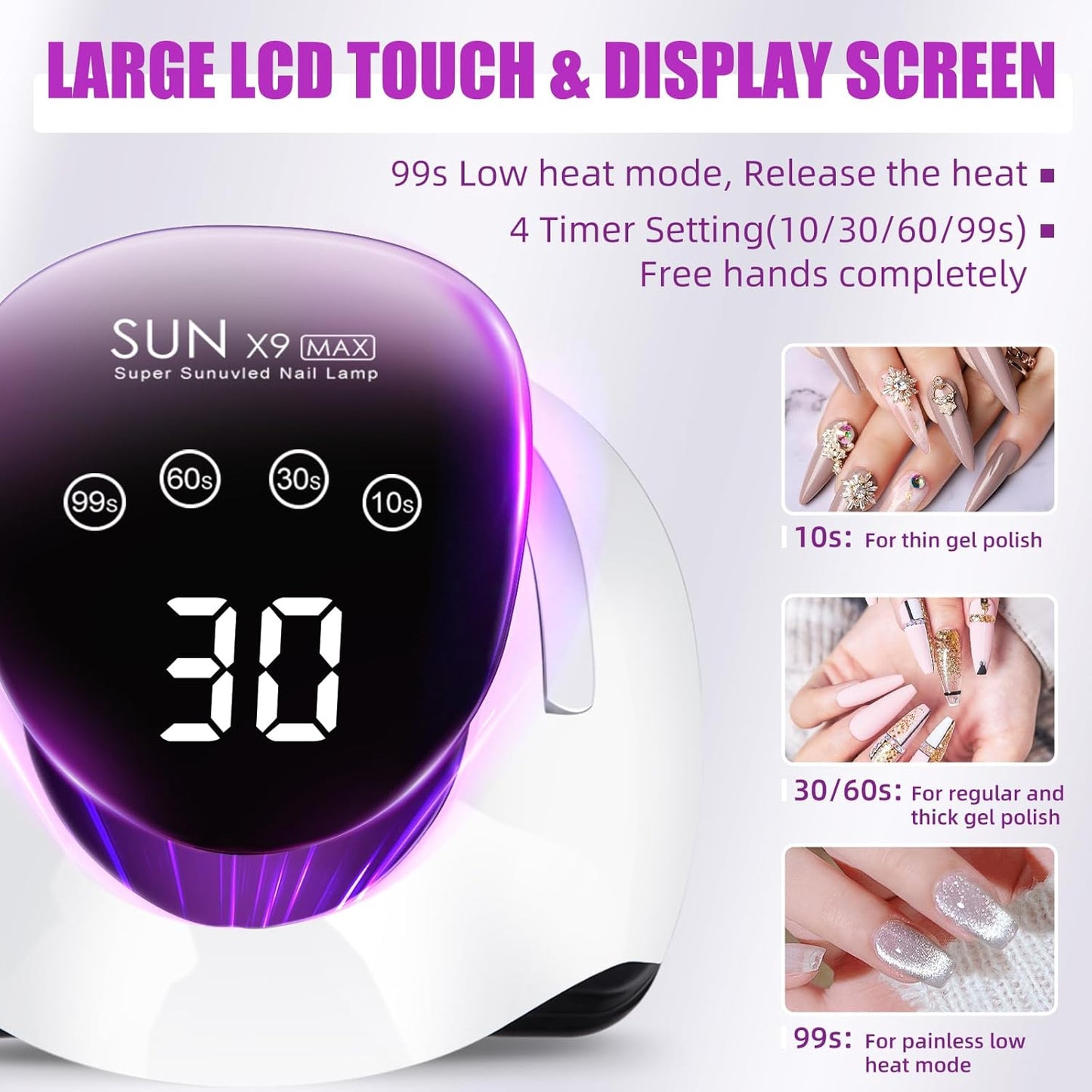 220W LED UV Light Dryer for Nails Gel Polish with 57 Lamp Beads 4 Timer Setting & LCD Touch Display Screen, Auto Sensor, Professional Nail Light