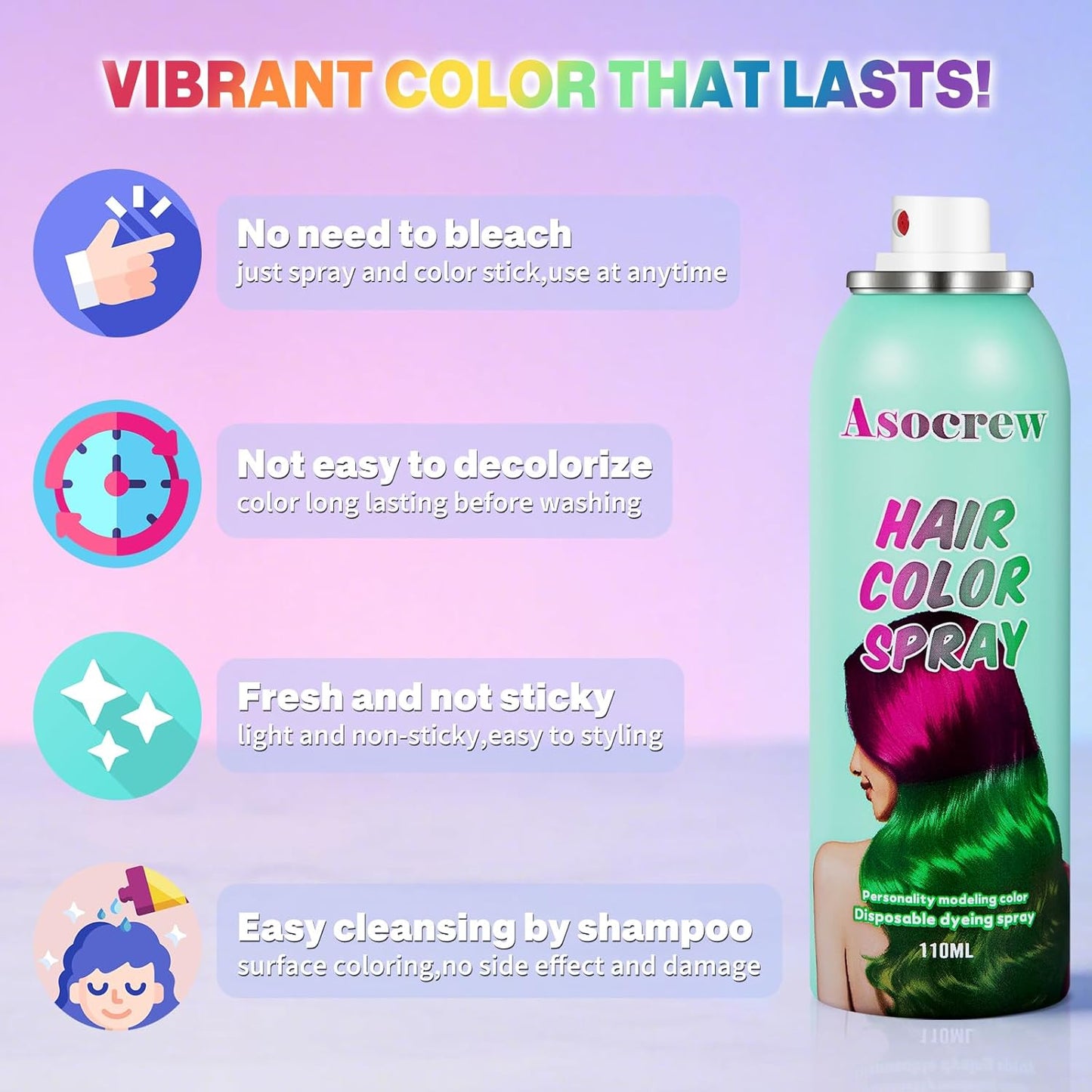 White Hair Spray,Hair Color Spray Dye,Temporary Hair Color Spray for Kids Women,Hair Wax Dye Pomades,Washable Hair Coloring Natural Hair Dye for Party,Halloween,Cosplay(White)