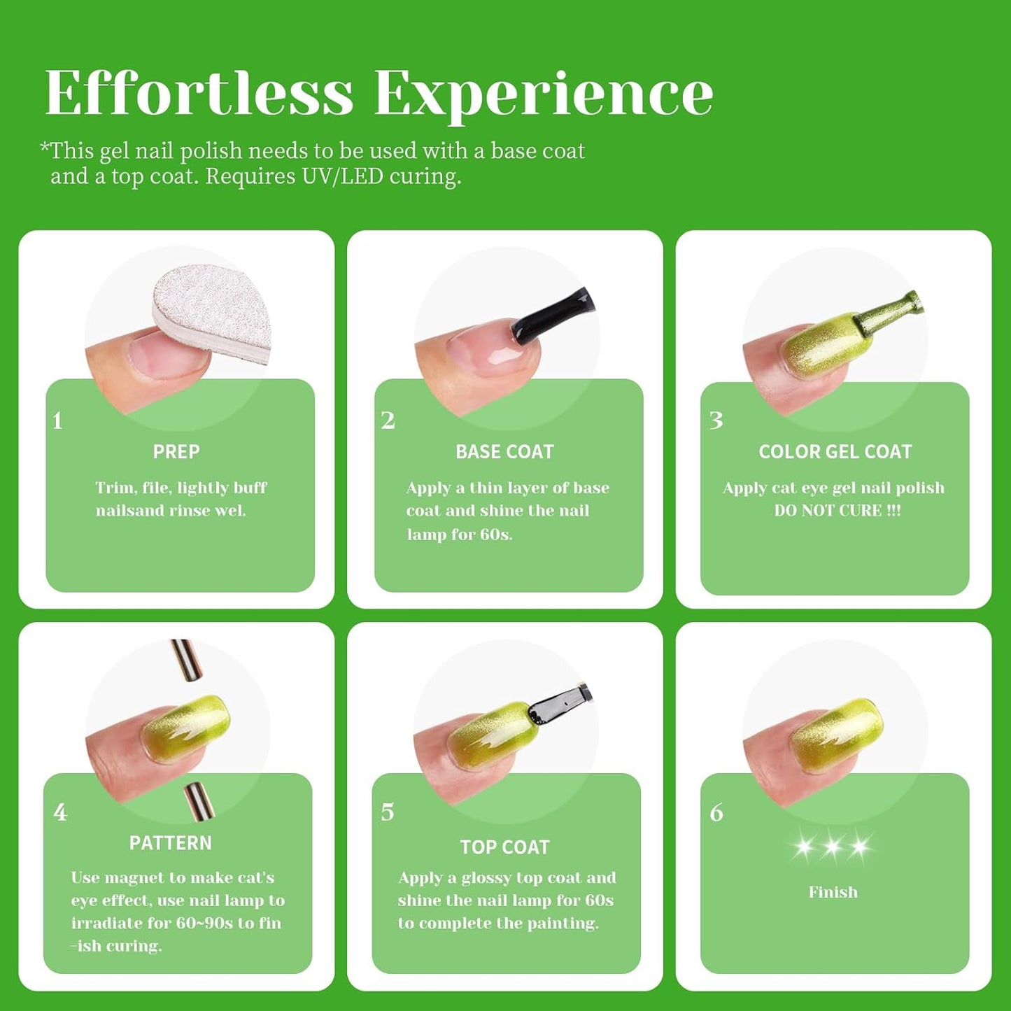 Green Cat Eye Gel Nail Polish - Perfect for DIY at Home & Ideal Gift for Nail Art Lovers!