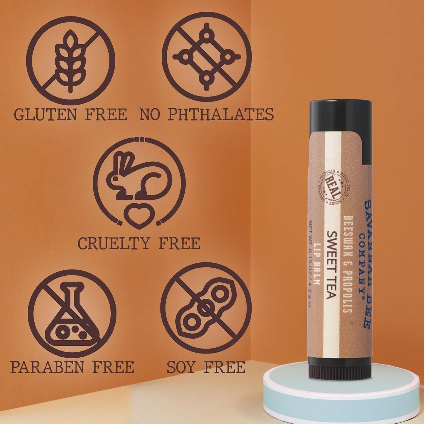 Savannah Bee Lip Balm Hanger 0.15 oz - Invigorating Mint Flavor - Natural Ingredients for Supple, Soft Lips - Convenient Hanger Design (.15 Oz, Sweet Tea)