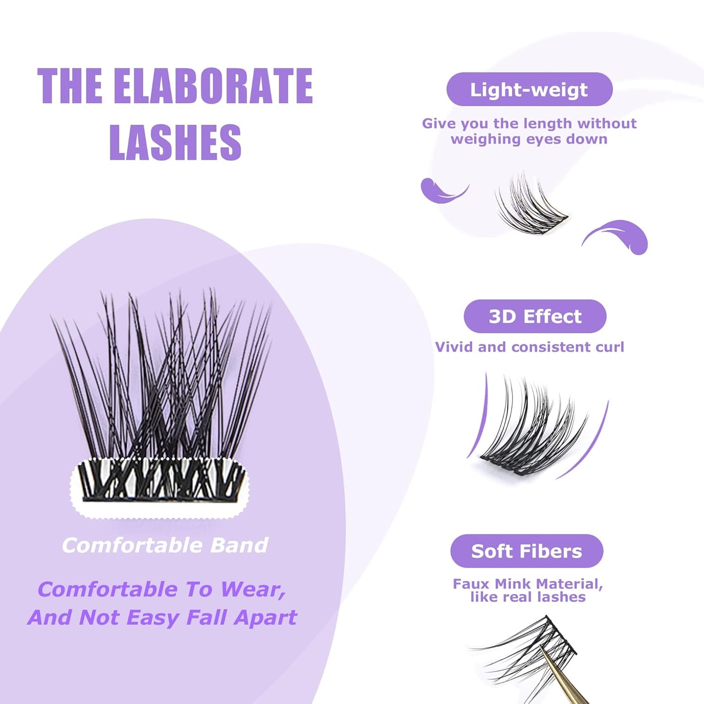 GAQQI Lash Clusters, Eyelash Clusters 120PCS C Curl Individual Lashes, Wispy Cluster Eyelash Extension 10-16mm Mixed Length, Natural Looking Cluster Lashes （GQ19, C Curl, 10-16mm)