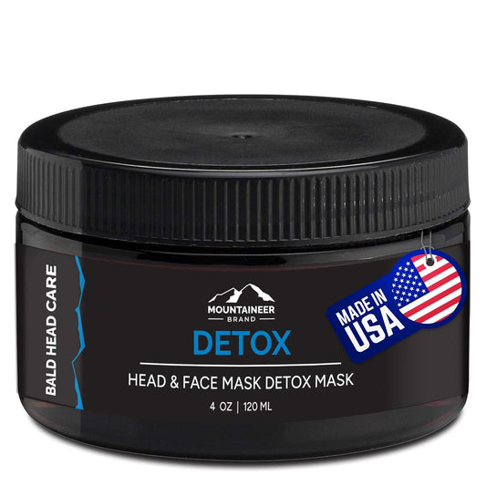 Mountaineer Brand Bald Head Care Detox Mask for Men | All Natural Exfoliator & Moisturizer with Bentonite Clay & Charcoal | Step 5 Head, Face, Skin Cleansing Mask for Soft Fresh Skin | Unscented 4oz