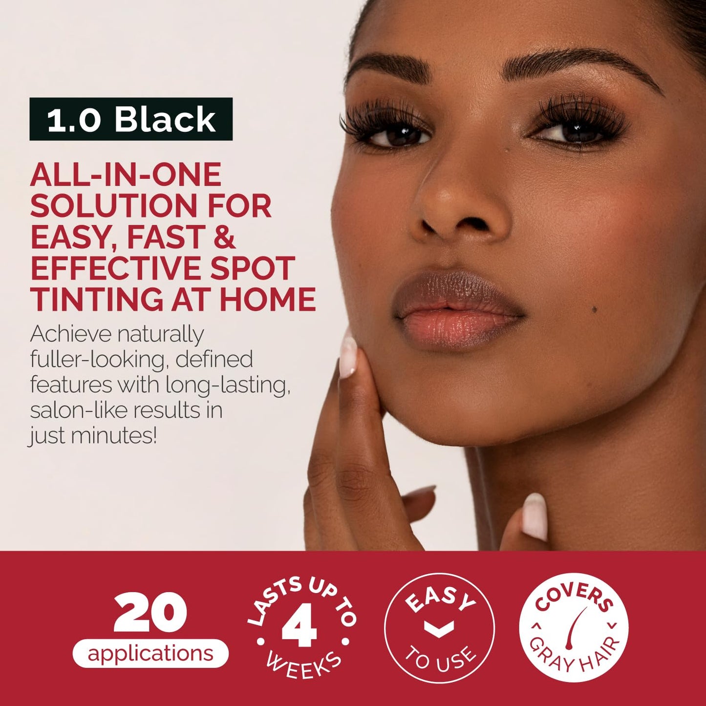RB RENATA BEAUTY Tint Kit – Cream Hair Dye Kit with Developer and Application Brush for Spot Coloring - Covers Gray Hairs, Smudge-Proof, Long-Lasting Up to 4 Weeks, 20 Applications [Black]