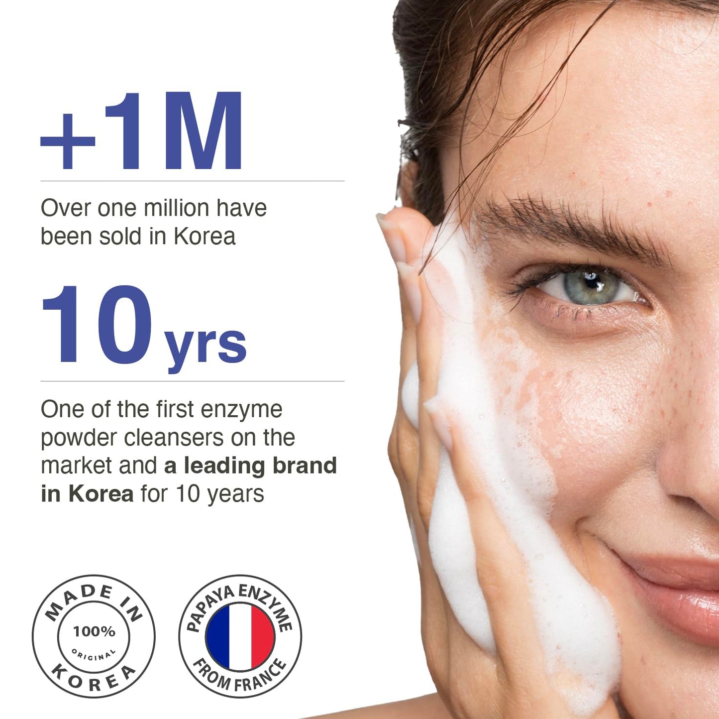 La clear Pure Mild Enzyme Powder Cleanser - Daily Exfoliating Facial Wash for Sensitive/Acne/All Skin Types. Natural Ingredients, pH5.8, Phthalate/Fragrance-Free, 2.5oz