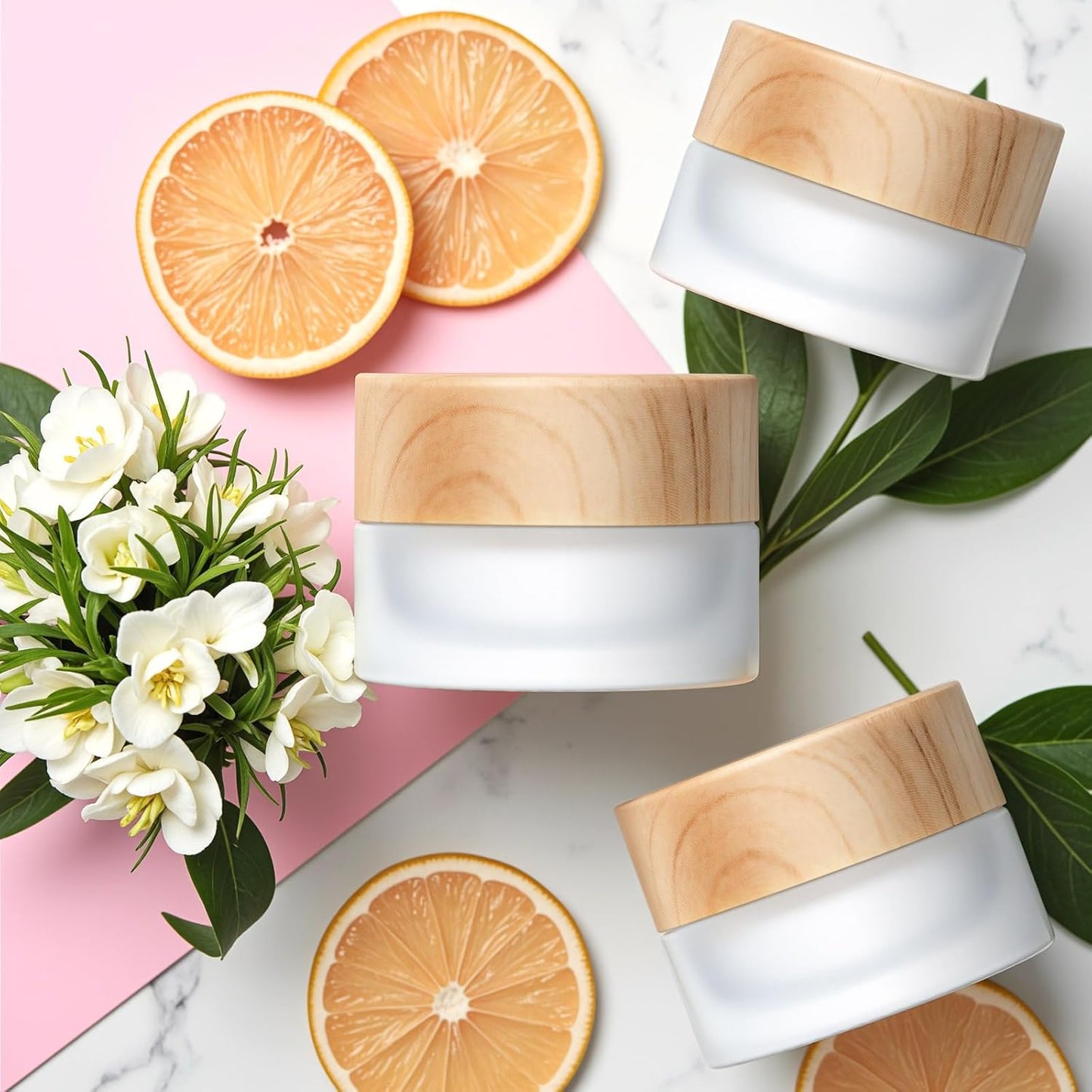 Geiserailie 3 Pieces Glass Cosmetic Containers Empty Sample Jars with Leak Proof Lids Makeup Sample Containers for Lotion Cream Cosmetic (50,30,15 Gram)