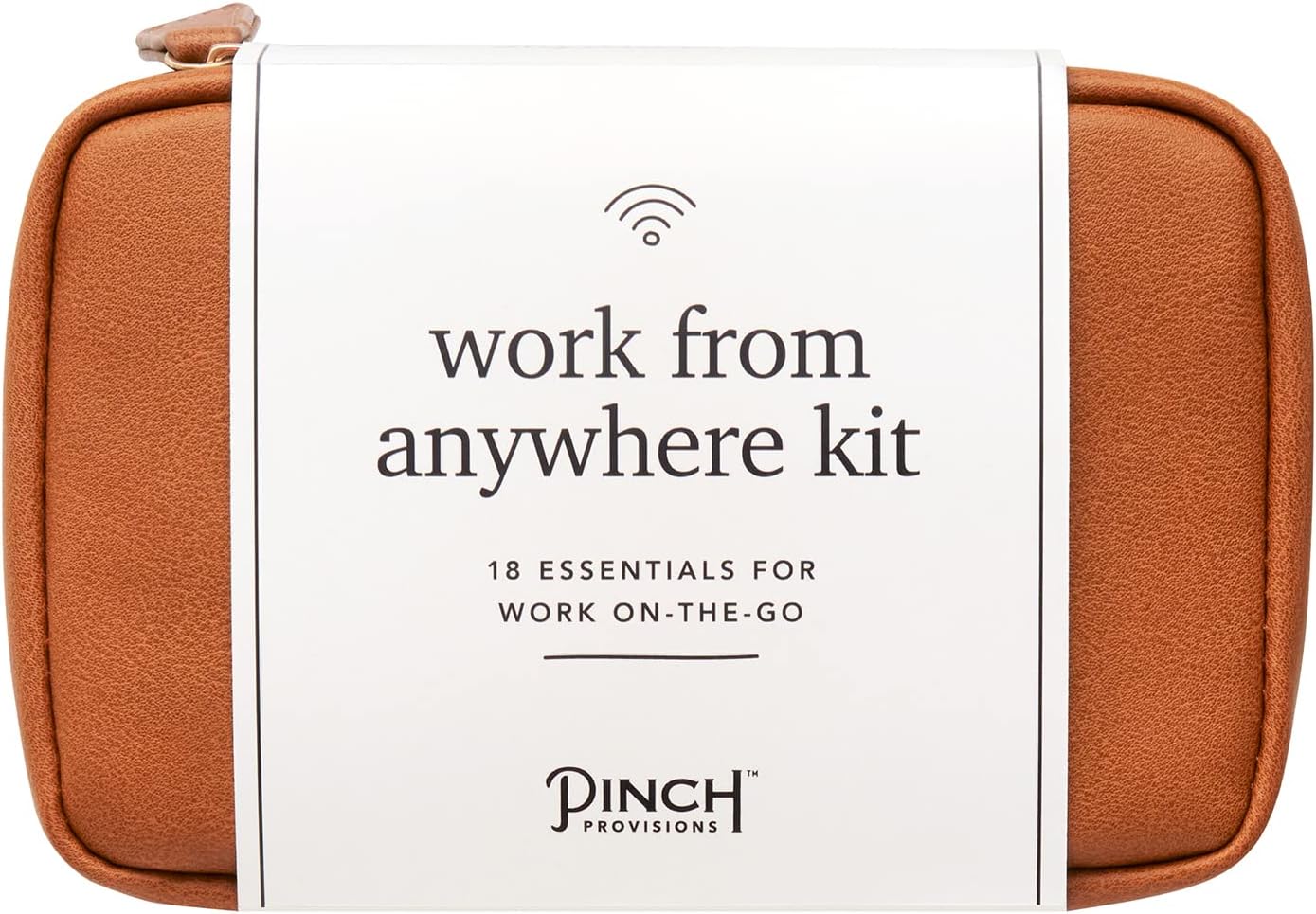 Pinch Provisions Work from Anywhere Kit, Includes 18 Essentials to Help You Stay on Task, Must-Have Essentials, Compact Multi-Functional Double-Pocket Vegan Leather Pouch