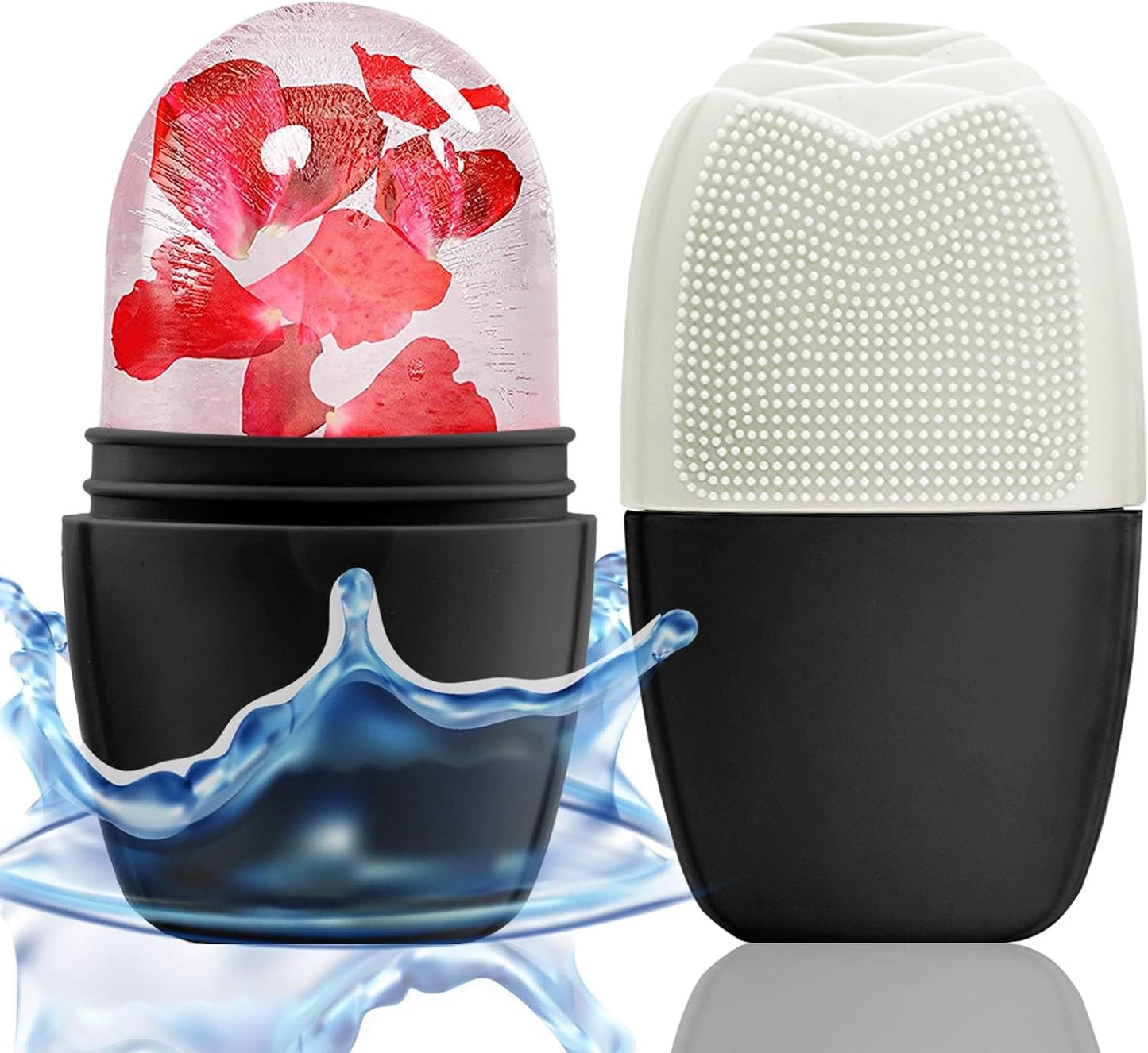 KOGITI Face & Eye Ice Roller Massager - Ice Cube Mold, Face Puffiness Relief, Skin Care Tools, Black & White