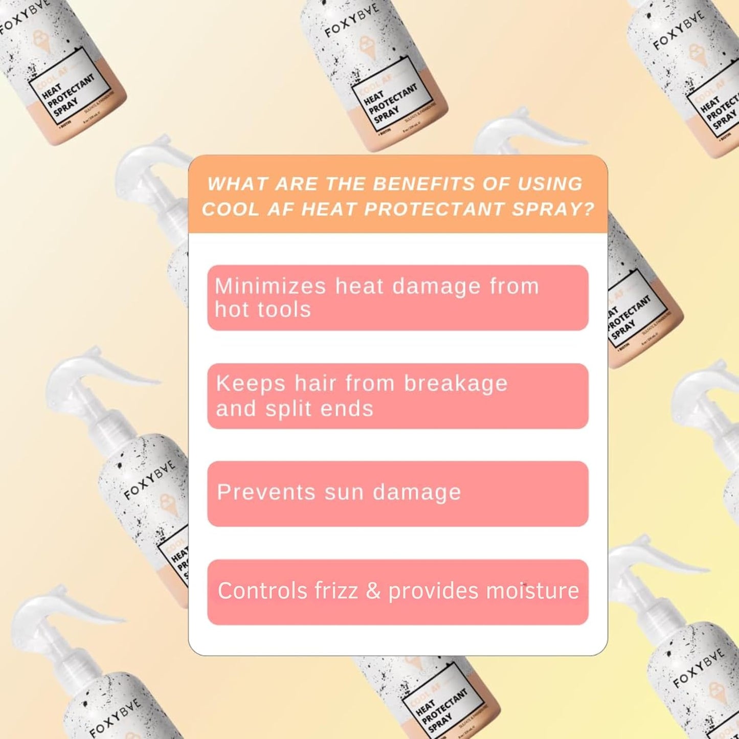 FoxyBae Heat Protectant Spray - Thermal Hair Styling Mist for Curling Iron & Blow Dryer - Prevents Frizz, Damage & Breakage, 8oz