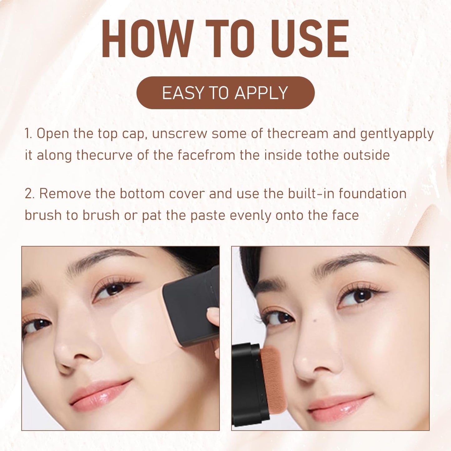 2PCS Long-Lasting Concealer Foundation Stick, Full Coverage Foundation Stick, 2-in-1 Contouring foundation with Brush, Cover Blemishes for All Skin Types (05#Dark Wheat)