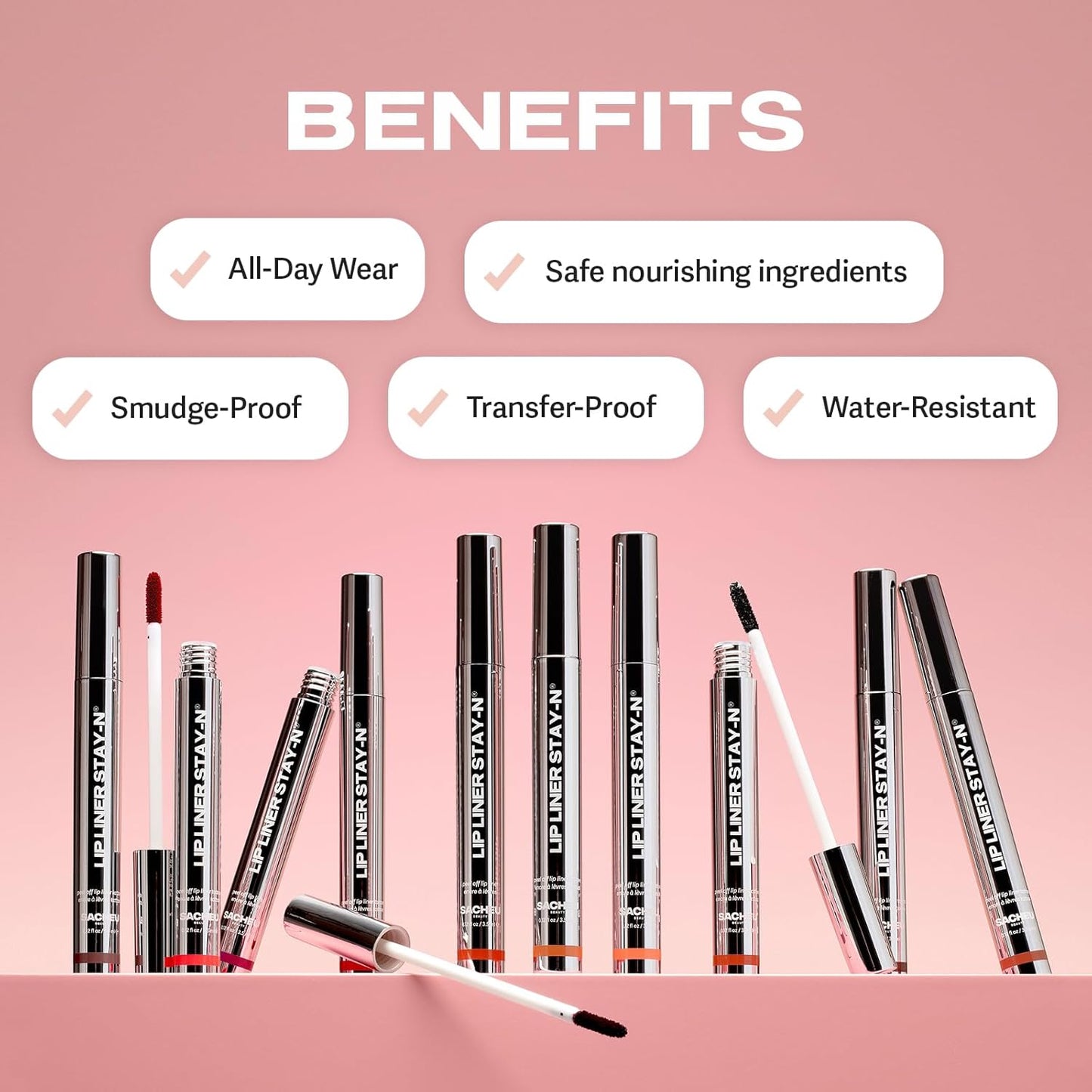 Sacheu Lip Liner STAY-N Peel Off Lip Stain — Long Lasting Matte Lip Tattoo Transfer Proof Lipstain Infused with Hyaluronic Acid & Vitamin E for All Skin Types — Vegan & Cruelty-Free, COREal