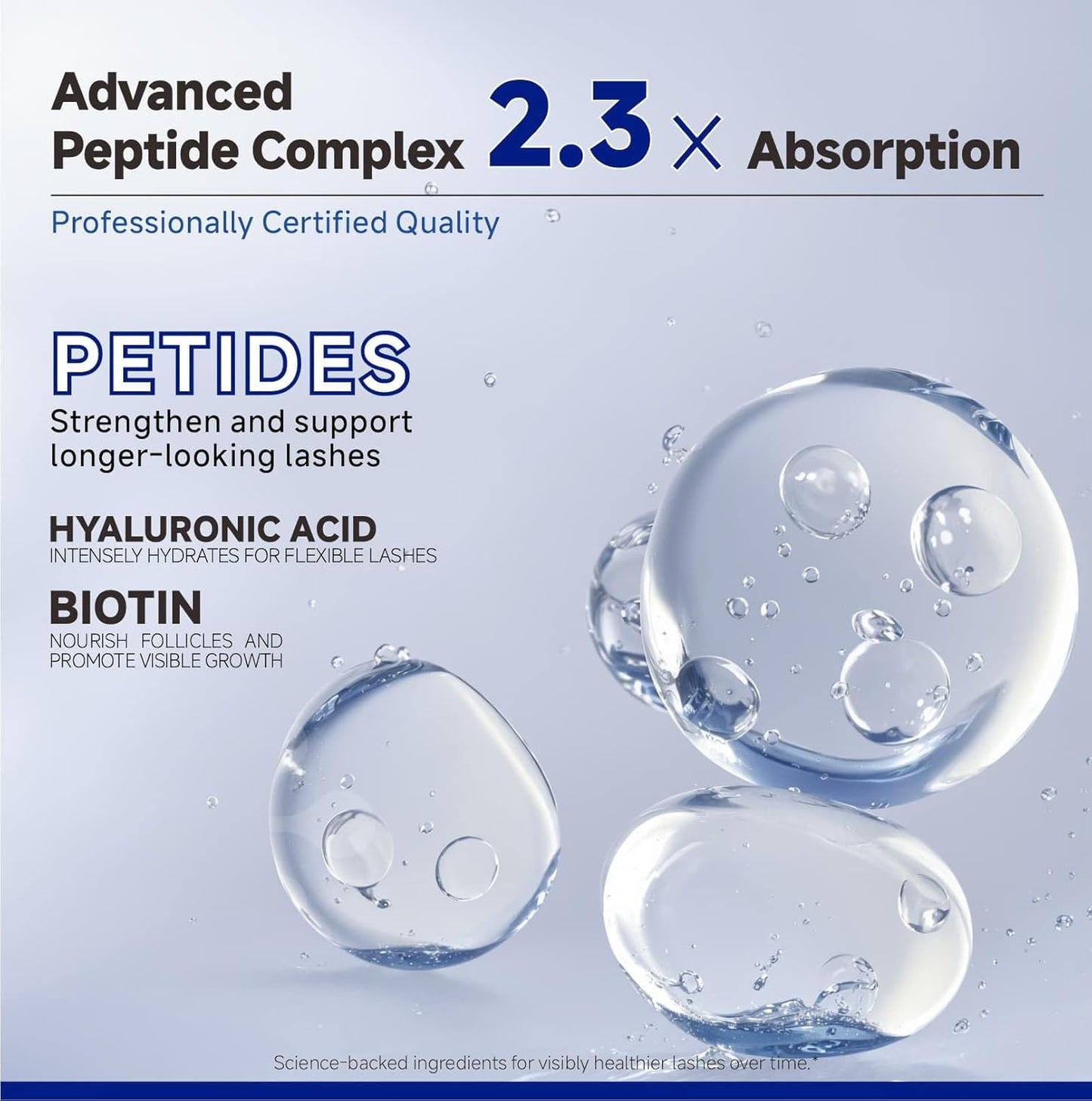 Lash Serum for Eyelash Growth – Eyelash Growth Serum Advanced Peptide Formula with 2.3× Absorption for Fuller, Thicker & Longer Lashes – Vegan & Cruelty-Free, Clinically Tested – 5ml