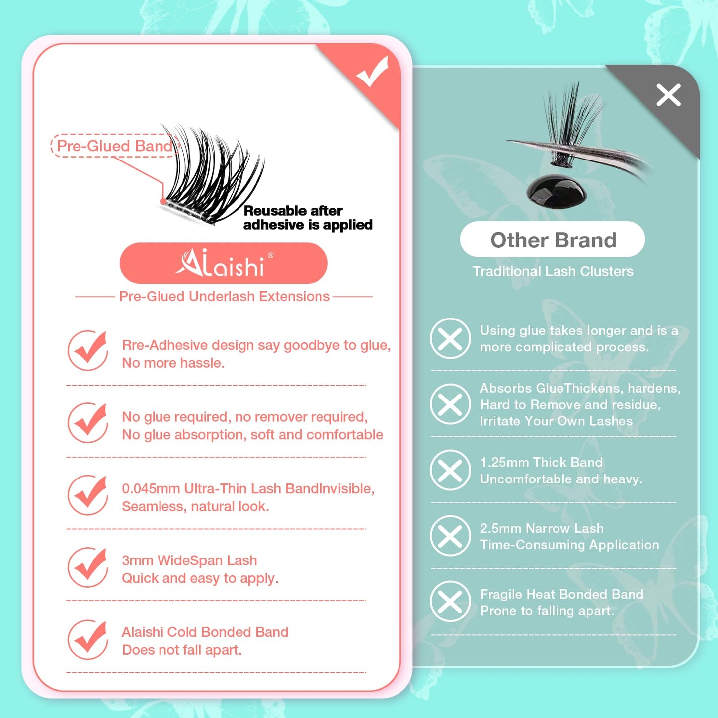 No Glue Needed Lashes, Self Adhesive Eyelashes, DIY Lash Eyelash Extensions Kit 10‑18mm,100pcs Fluffy D Curl Soft Natural Lashes with Tweezers–Fake Cat Eye Wispy Individual Clusters NG2031-1