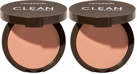 Covergirl Clean Invisible Pressed Powder, Lightweight, Breathable, Vegan Formula, Medium Light 135, 0.38oz (Pack of 2)