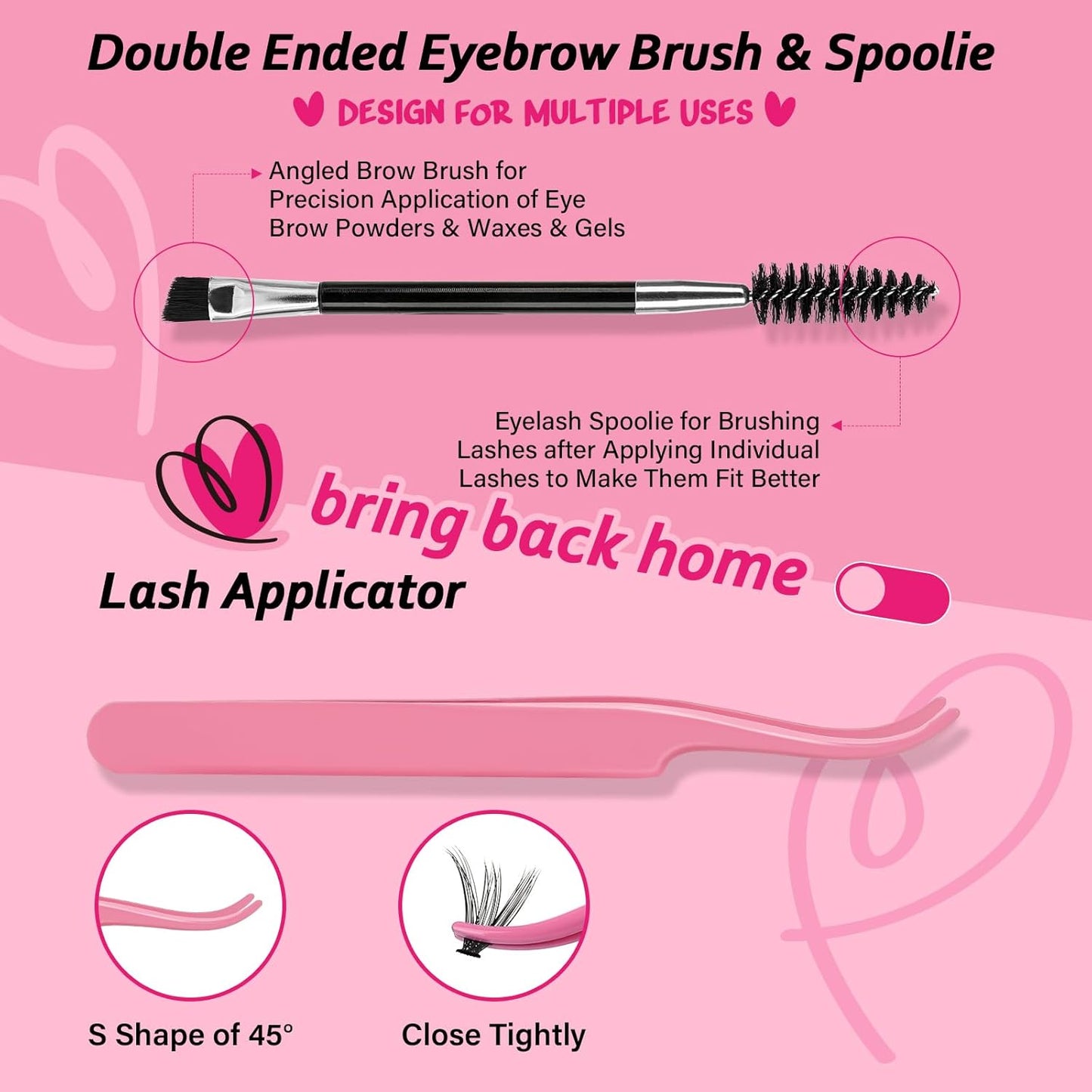 Lash Clusters Kit 280pcs Lash Clusters D Curl Eyelash Extension Kit Individual Lashes with Lash Bond and Seal Lash Remover Lash Applicator Easy to Apply at Home(40D-9-16mix Kit)