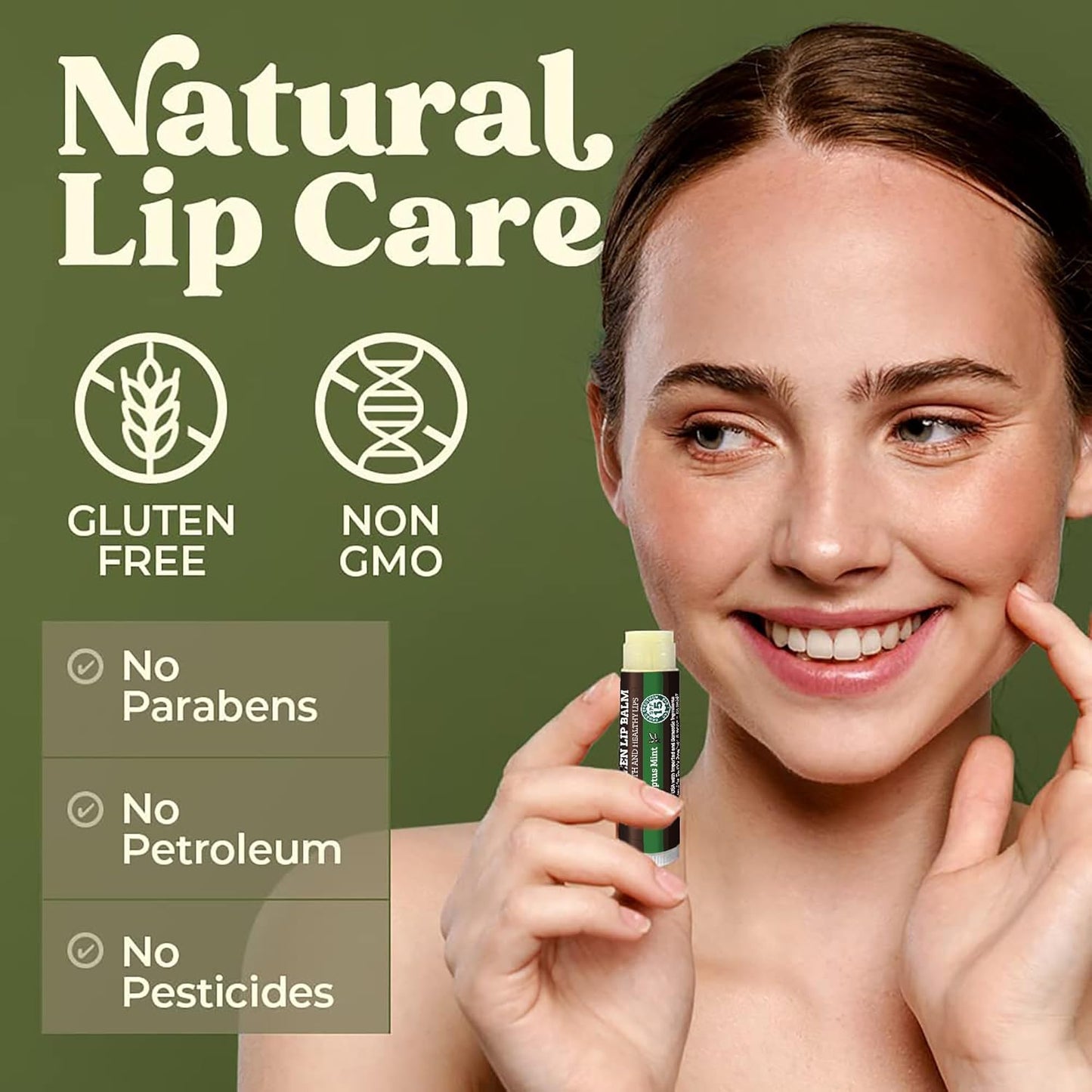 Earth's Daughter SPF Lip Balm Eucalyptus Mint 4-Pack - Lip Sunscreen, SPF 15, Organic Ingredients, Beeswax, Coconut Oil, Vitamin E - Hypoallergenic, Gluten Free