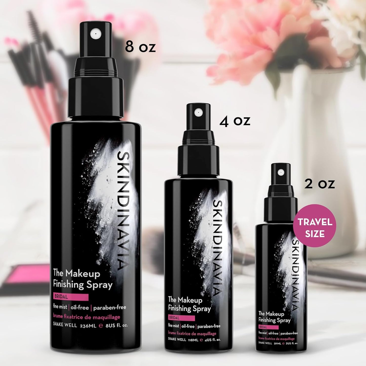 Skindinavia The Makeup Finishing Spray, Bridal Makeup Setting Spray, All-Day Wear, Long-Lasting Up to 16+ Hours, Heat-Resistant & Waterproof, Wedding Day, Bridal Shower Gift, 4.0 Oz