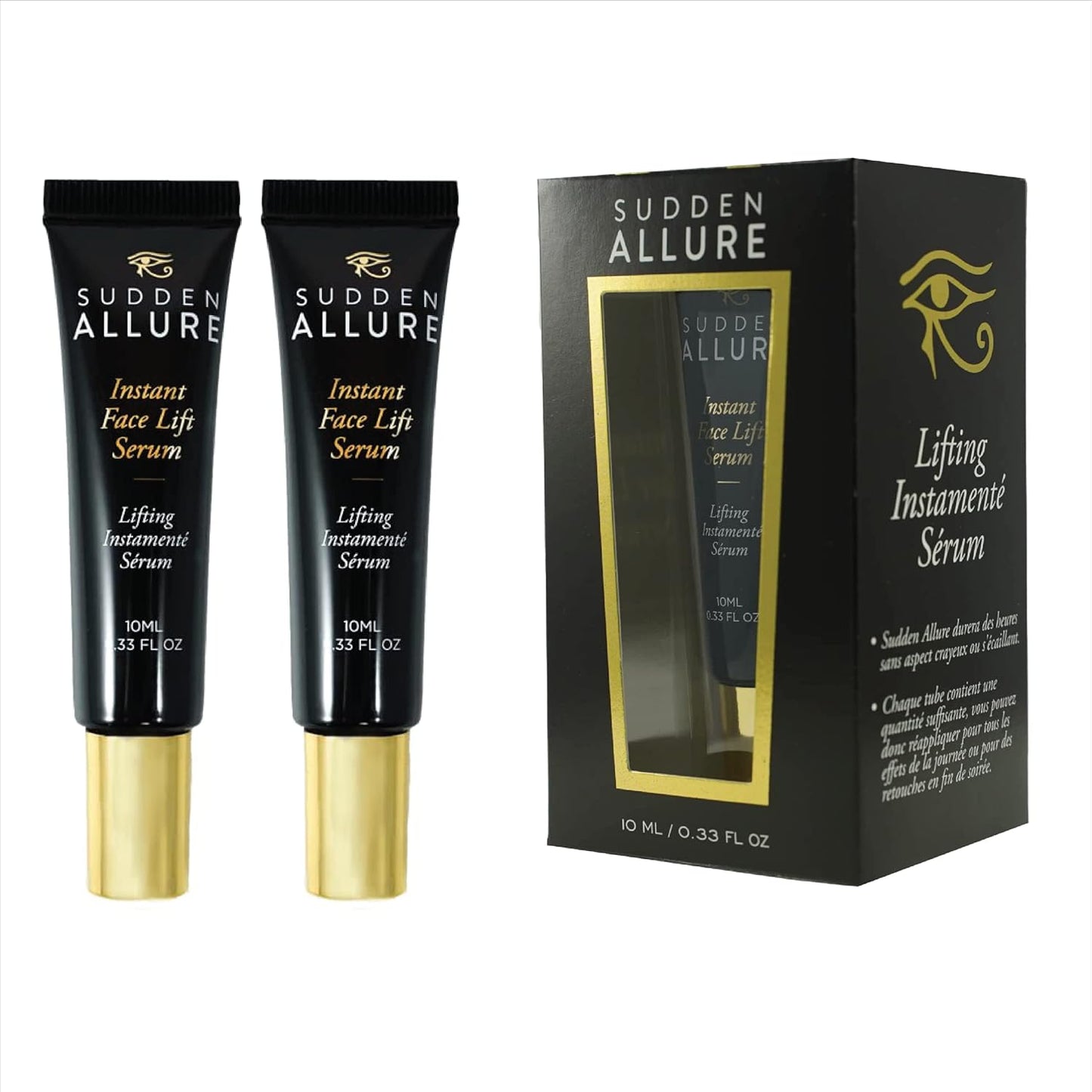 Sudden Allure Instant Face Lift Serum – Erase Under Eye Bags & Wrinkles in 60 Seconds - Firming Face & Eye Serum Cream - Instantly Tighten & Reduce Eye Bags & Crows Feet | Made in USA (10 ml, 2 Pack)