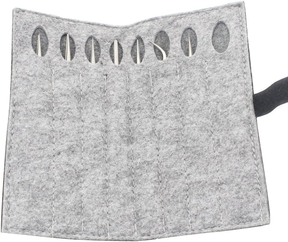 Professional Tweezers Set - FEITA Precision Tweezers with Travel Case - Stainless Steel Tweezers for Plucking, Watchmakers, Jewelry, Electronic, Craft (Silver 7Pcs)