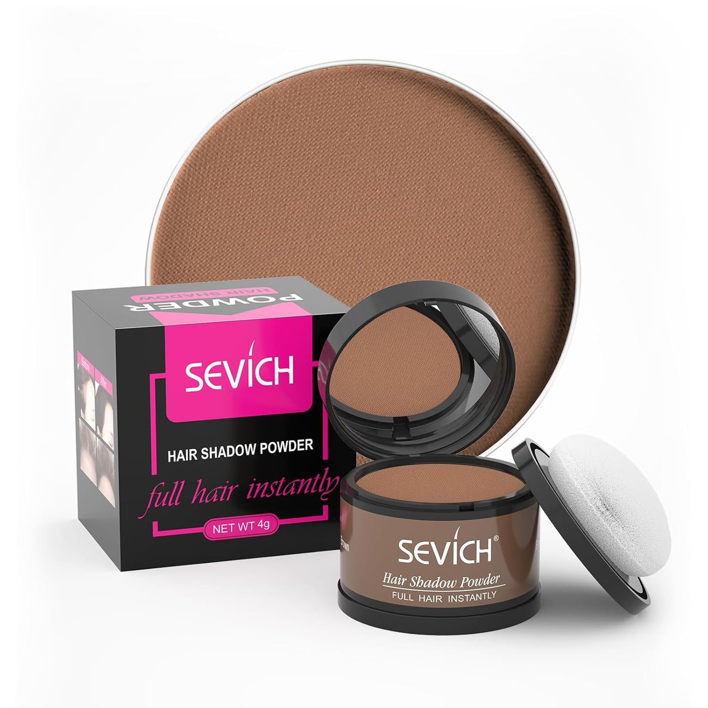 Instantly Hairline Shadow - SEVICH Powder for Grey Hair Root Touch Up, Thinning Hairline & Eyebrows/Beard Line, Windproof & Sweatproof, Brown