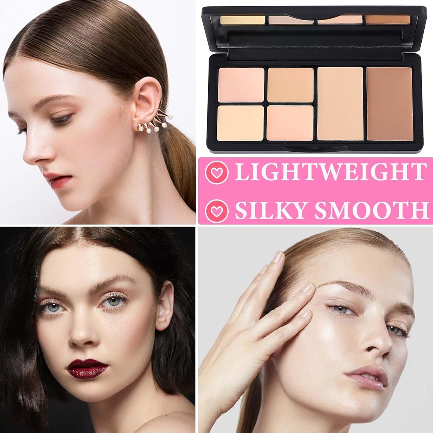 Color Correcting Concealer Palette,Concealer Contour Palette Long-Lasting Makeup Cream Contour Palette,Contouring Foundation Highlighting Corrector Concealer Palette for Dark Circles & Blemish(#02)