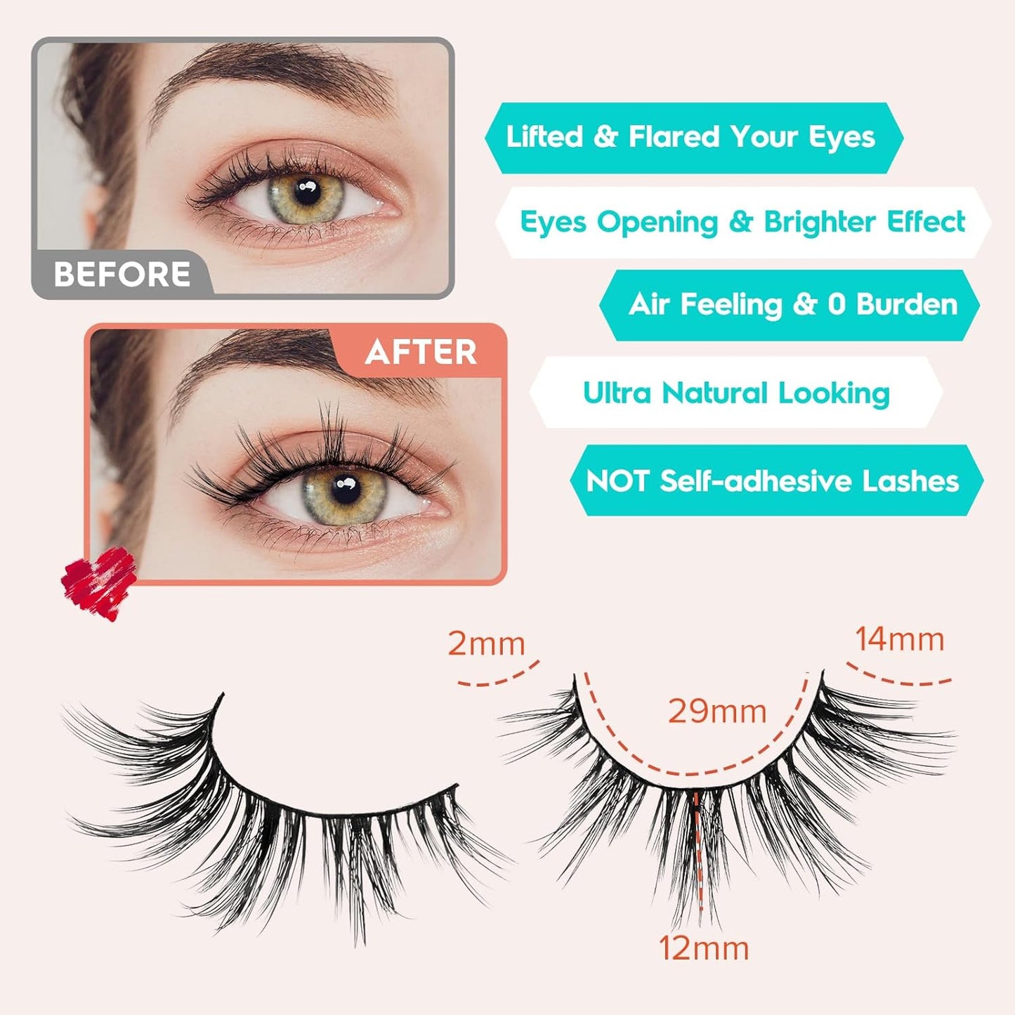 Manga Lashes Wispy 14mm False Eyelashes Natural Look Cat Eye Lashes Strips 0.1mm Thin Band Anime Eyelash 3D Volume Manhua Lash Pack C Curl Eyelashes 7 Pair Siligli