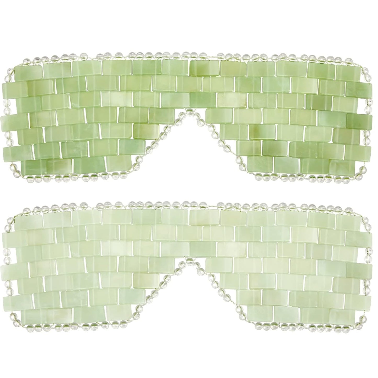 Hercicy 2 Pcs Jade Eye Mask Green Jade Stone Eye Mask Facial Cooling Mask for Alleviate Puffiness Face Massage Relax Eyes Relieve Migraine Meditation Beauty