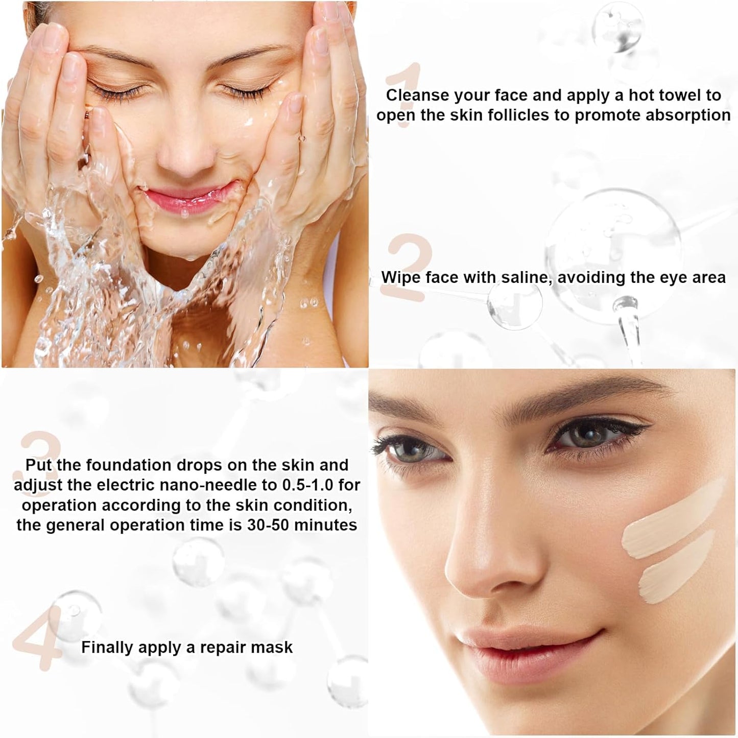 BB Facial Glow Serum Starter Kit Hyaluronic Acid Essence Foundation Skin Care Kit 0.27oz 12 Vials, Combined With Niacinamide and Peptides To Brighten Skin Tone Anti-Aging Foundation Light Rose #3