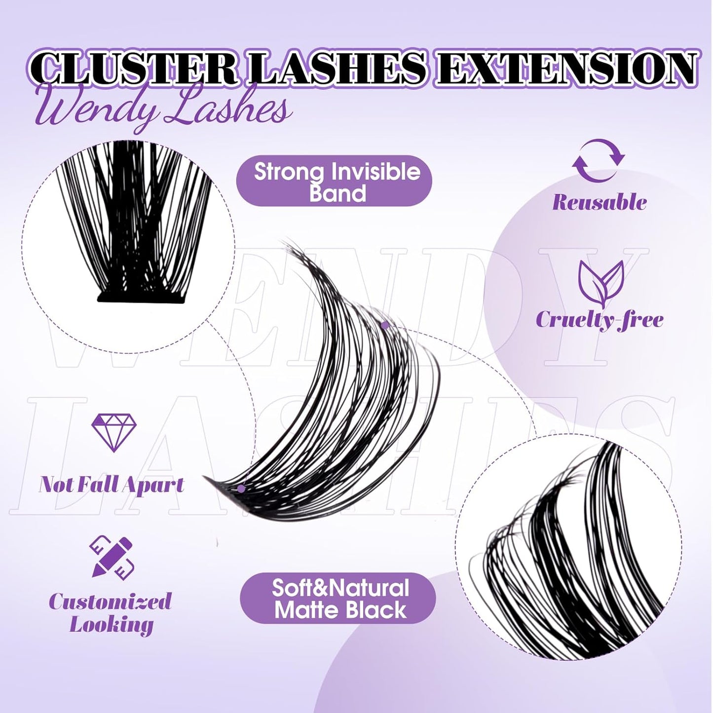 Lash Clusters DIY 12-18mm Mega Thick Lash Extension Individual Spike Mink Lash Clusters with Bottom Lashes Spiky Volume Eyelash Extension for Self Use(40+50D)