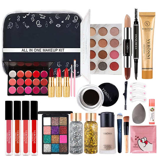 All-in-One Makeup Gift Set Carry All Makeup Kit Women Full Kit With Makeup Bag Concealer Lipgloss Lipstick Blush Foundation Face Powder Eyeshadow Palette Cosmetic Palette #5