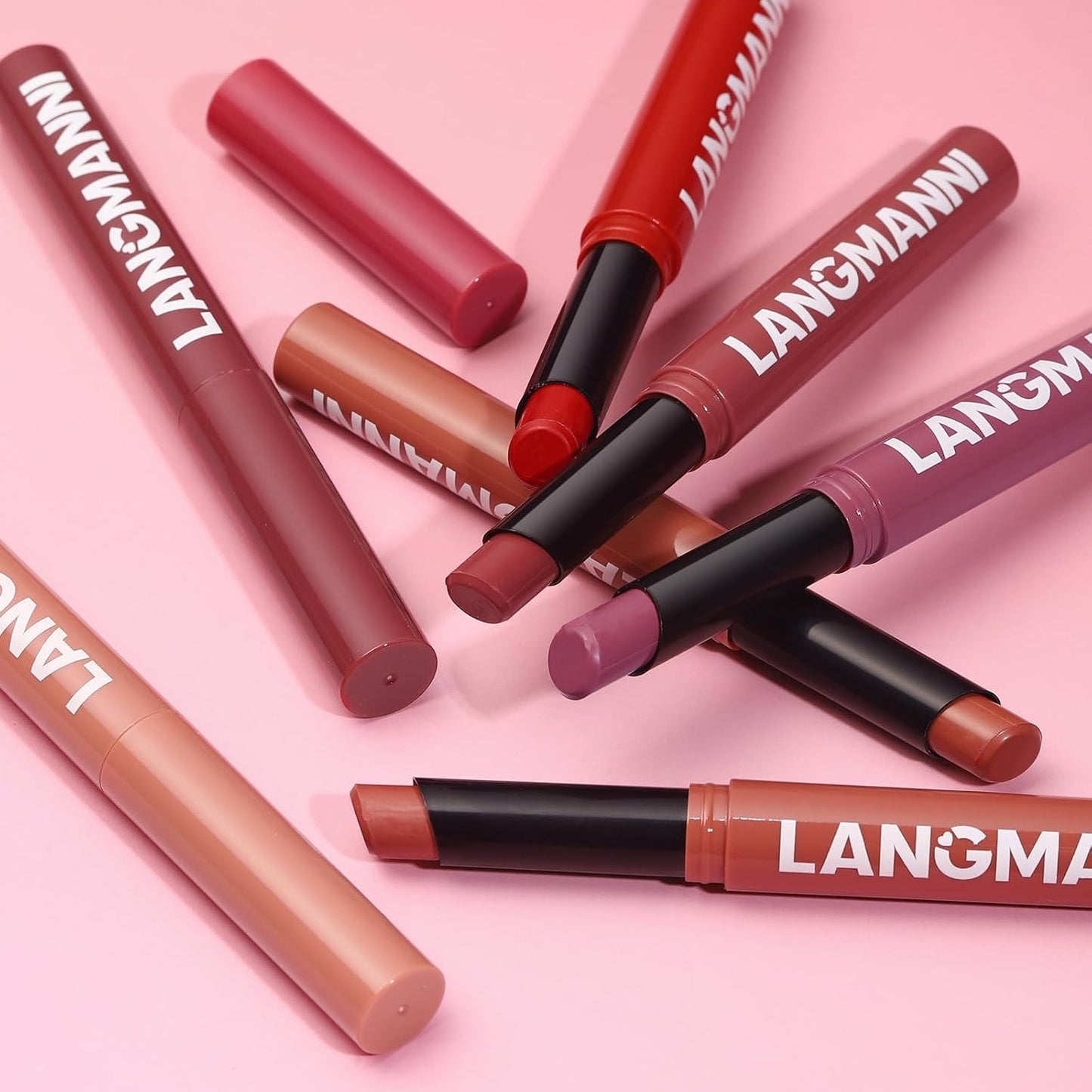 Jolilab 4Pcs Lip Set: 2 Colors Lip Liner+2 Colors Lipstick, Matte/Creamy,Smooth Creamy Texture,Long-Lasting,Bold/Nude Shades for Daily/Party, Vegan, Gift for Makeup Lovers.(#03+04)