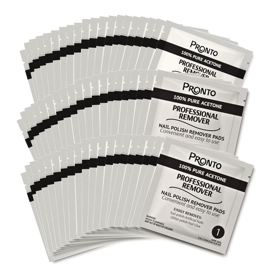Pronto Pure Acetone Nail Polish Remover Pads, Individual 100 Pcs Nail Soak Off Pads for Gel Nail Polish, Nail Polish Remover Wipes for Quick Professional Nail Polish Removal Nail Pad For Salon & Home