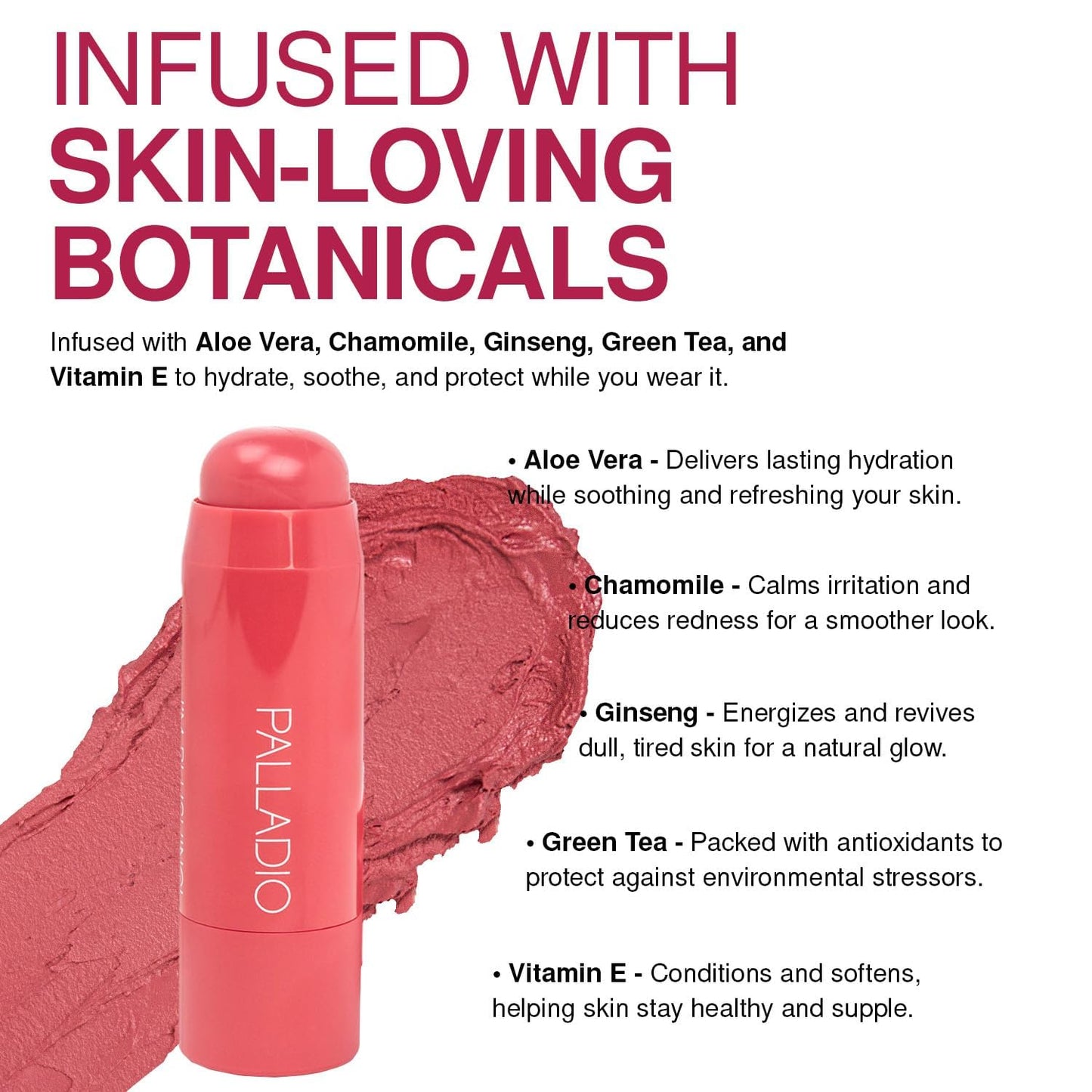 Palladio I'm Blushing 2-in-1 Cheek and Lip Tint, Buildable Lightweight Cream Blush, Sheer Multi Stick Hydrating formula, All day wear, Easy Application, Shimmery, Blends Perfectly to Skin, Sweetheart