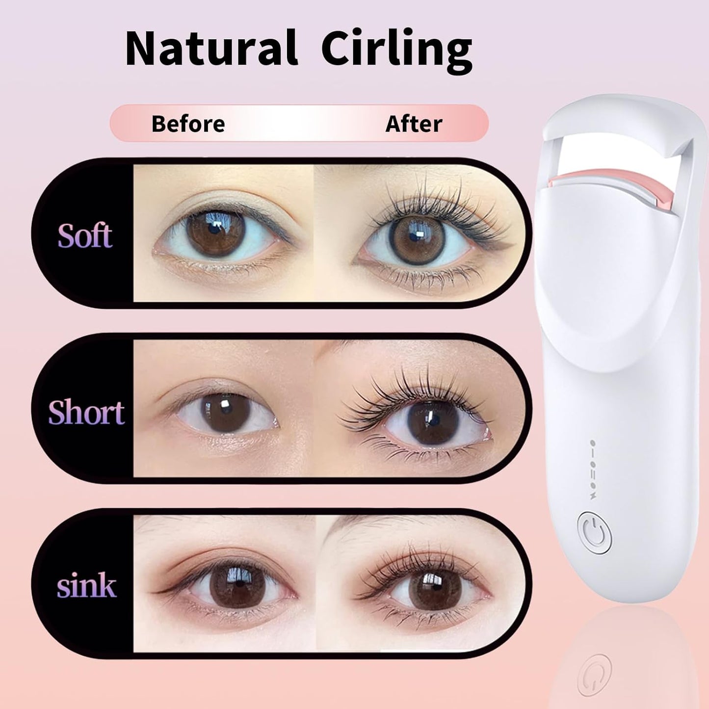 Heated Eyelash Curler with LED Display, Rechargeable Lash Curler with Adjustable Temperature, Auto-Off, Natural & Long-Lasting Curl