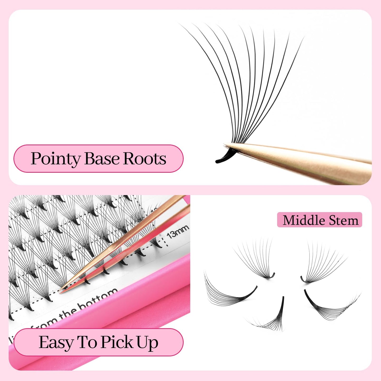 Premade Fans Eyelash Extensions 10D Volume Lash Extensions 0.07 Thickness Eyelash Extension D Curl Premade Lash Fans 10mm Fluffy Soft Handmade Lash Fan(10D-0.07-D,10mm)