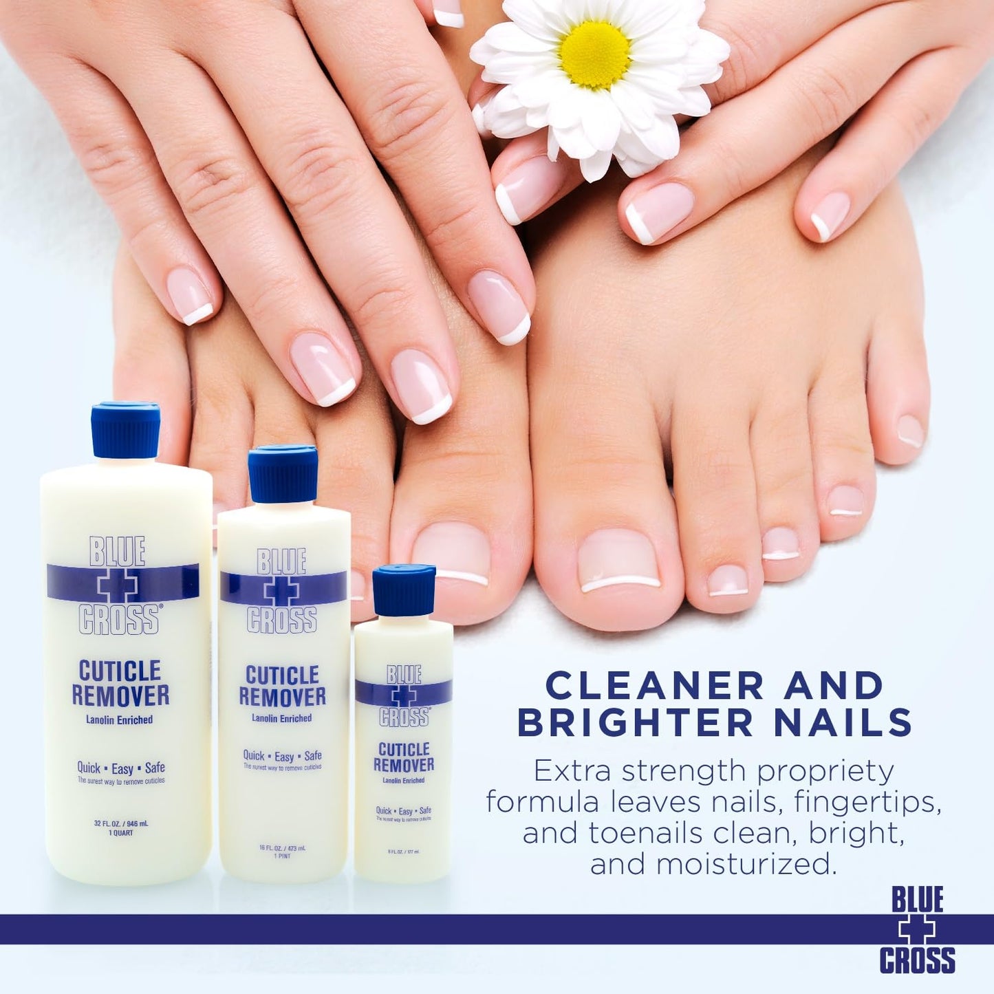 Blue Cross Cuticle Remover Liquid, Cuticle Softener for Nails, Professional Nail Care with Lanolin for Brittle Hang Nails, Hydrating, Moisturizing, Dry Cuticles, Made in USA, 6oz