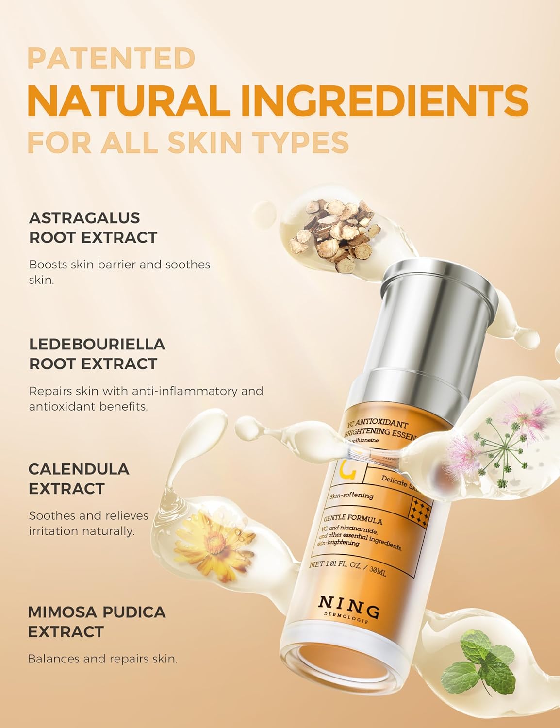 Vitamin C Serum with Niacinamide & Ethyl Ascorbic Acid: Brightening, Moisturizing Face Serum for Dark Spots | Hyperpigmentation & Anti-Aging Treatment | Korean Synergy Formula 1.01oz