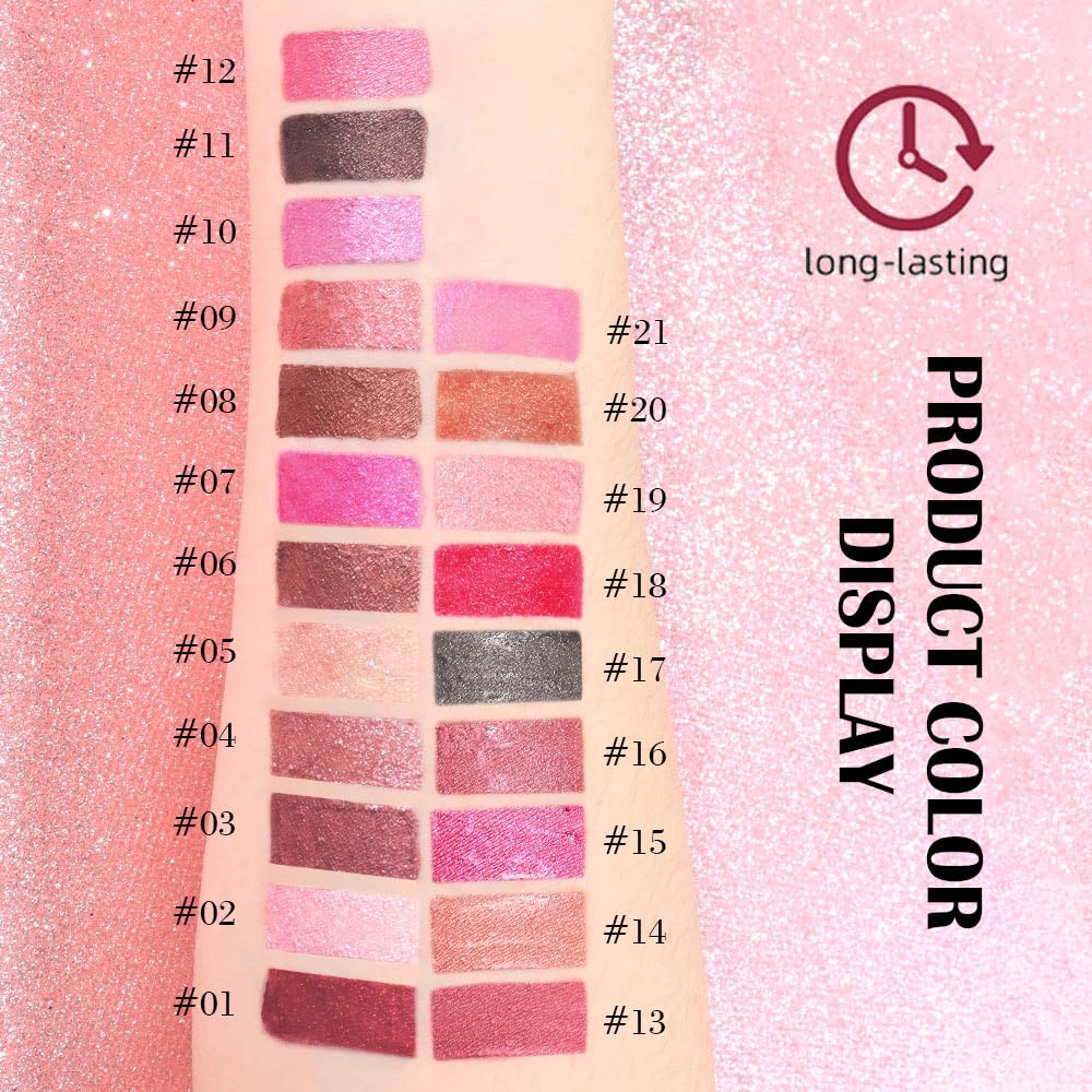 Kaely 2-in-1 Nude Pink Metallic Lipstick and Lip Liner, Shimmer Liquid Metallic Lipsticks for Women, Glitter Lip Gloss Stain Long Lasting Waterproof Smudge Proof 24 Hour, Vegan Makeup, 19