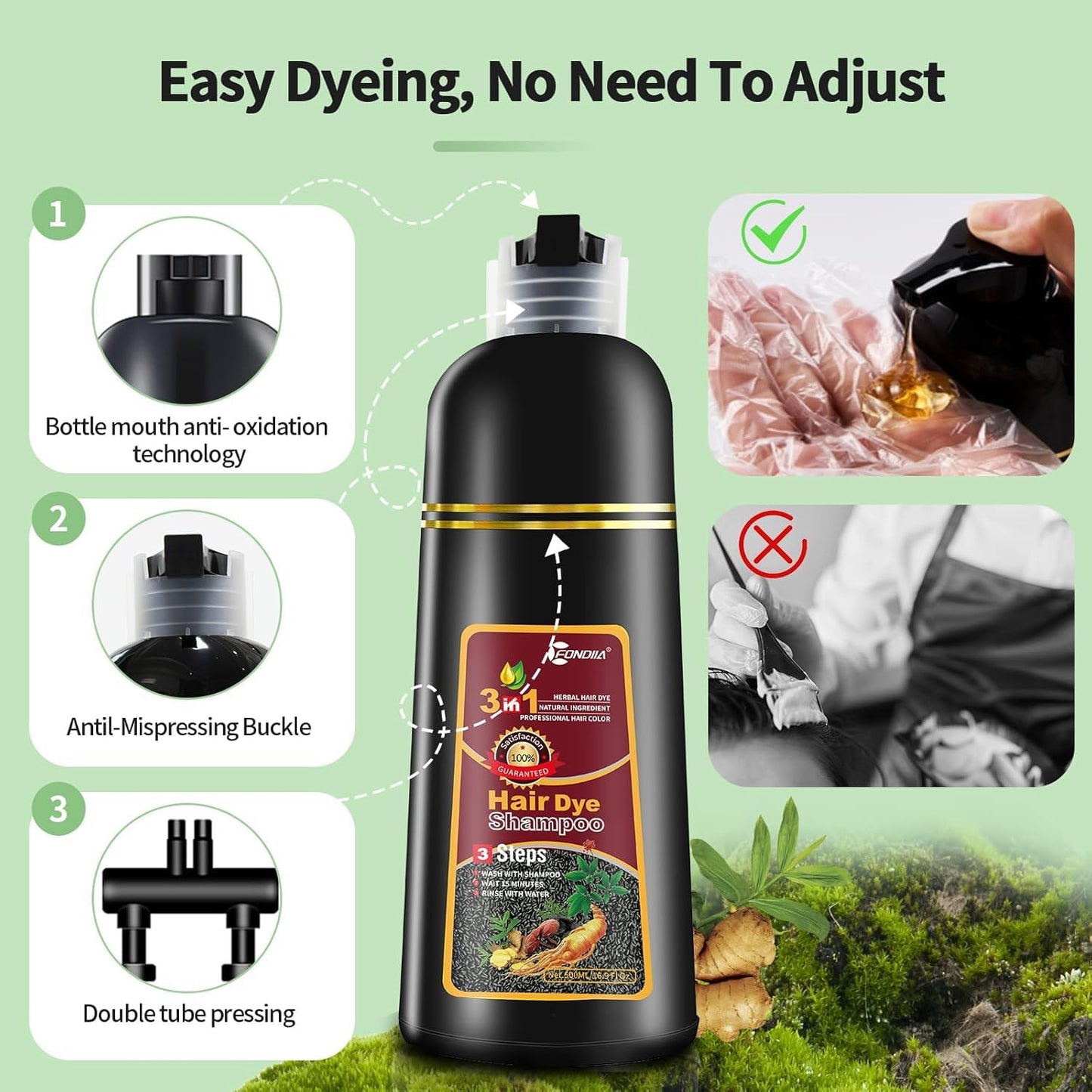 leorx Hair Dye shampoo, 3 In 1 BLONDE Color Shampoo Hair Dye For Refresh Hair Instant Herbal Coloring Shampoo For Women&Men - Tintes Para El Cabello Profesional