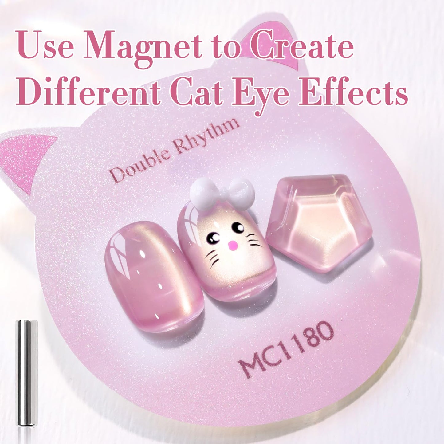 Double Rhythm 0.5 Oz Cat Eye Gel Polish with Magnet Same Color Same Bottle Holographic Glitter Shimmer Translucent Color Salon 15 ML Magnetic Nail Art (Glass Plum-MC1180)