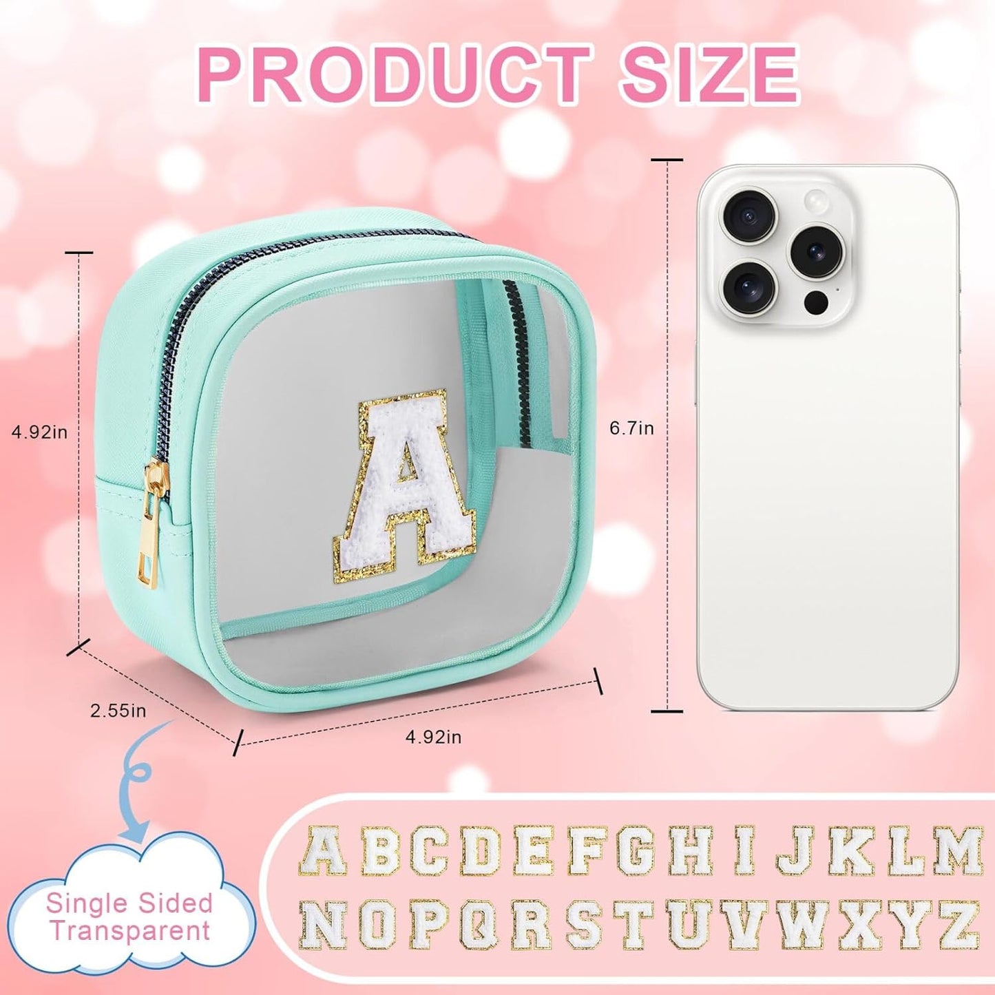 YOOLIFE Initial Make Up Bag Travel Toiletry Bag, Clear Makeup Bag Preppy Cosmetic Bags Small Makeup Bag Travel Essentials Gifts for Women Teen Girlfriend Teacher Mom Birthday Gifts Makeup Pouch Blue J