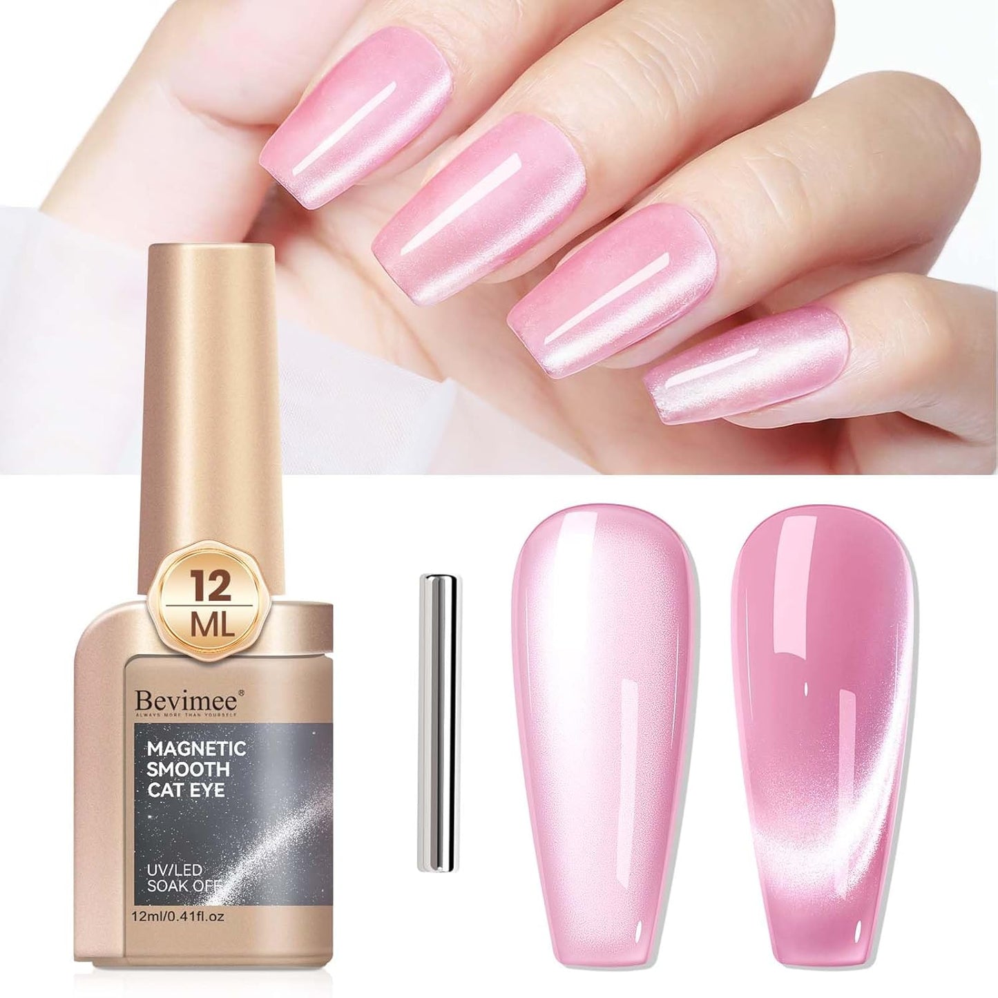 Cat Eye Gel Nail Polish, Moonlight Glitter Holographic Cateye Nail Polish with Magnet 12ML, Magnetic Mirror Glass Ceramics Smoothie UV Gel for Nail Art Manicure DIY at Home