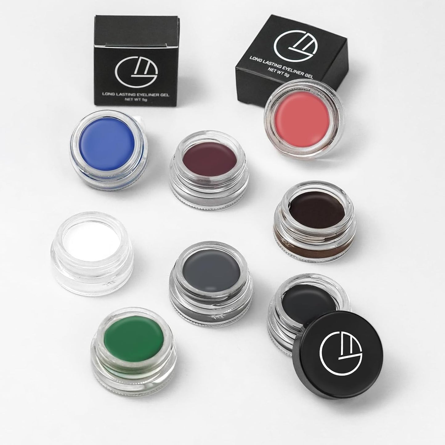 Eyeliner Gel Set,Long Lasting Waterproof With 5.51 IN Long Eyeliner Brush,High-Intensity Pigments Smudge-Proof Eye Liner Makeup Creamy Gel 5G-Dark Grey