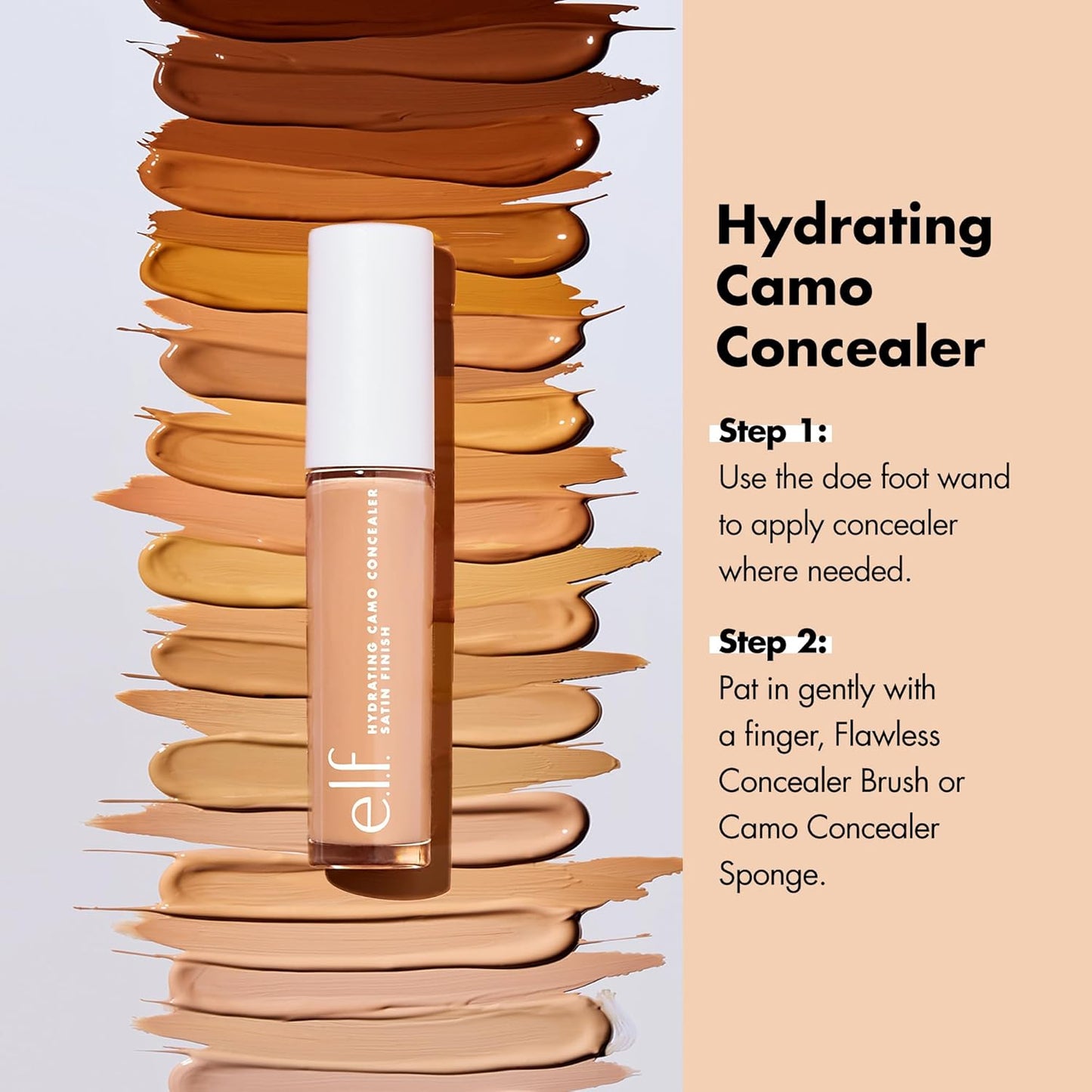 e.l.f. Hydrating Camo Concealer, Covers Blemishes & Under-Eye Circles, Full-Coverage & Delivers A Satin Finish, Vegan & Cruelty-Free, Tan Walnut