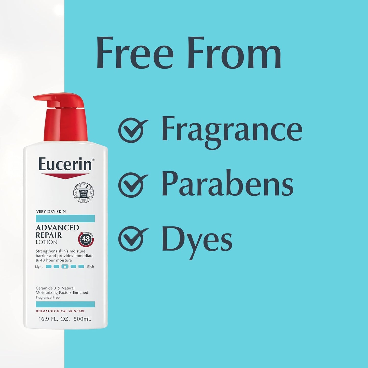Eucerin Advanced Repair Unscented Body Lotion for Dry Skin (16.9 Fl Oz) + Advanced Cleansing Body and Face Cleanser for Sensitive Skin, Fragrance Free (16.9 Fl Oz)