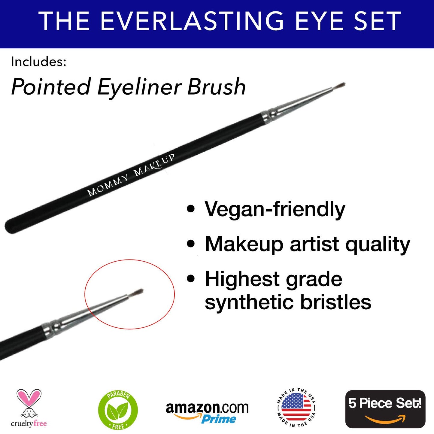 The Everlasting Eye 5 Piece Waterproof Makeup Set. Gel Eyeliner, Creme Eyeshadow, 2 brushes and Mesh Bag. Paraben-free, Talc-free, Cruelty-free. Anna/Black Orchid 1208