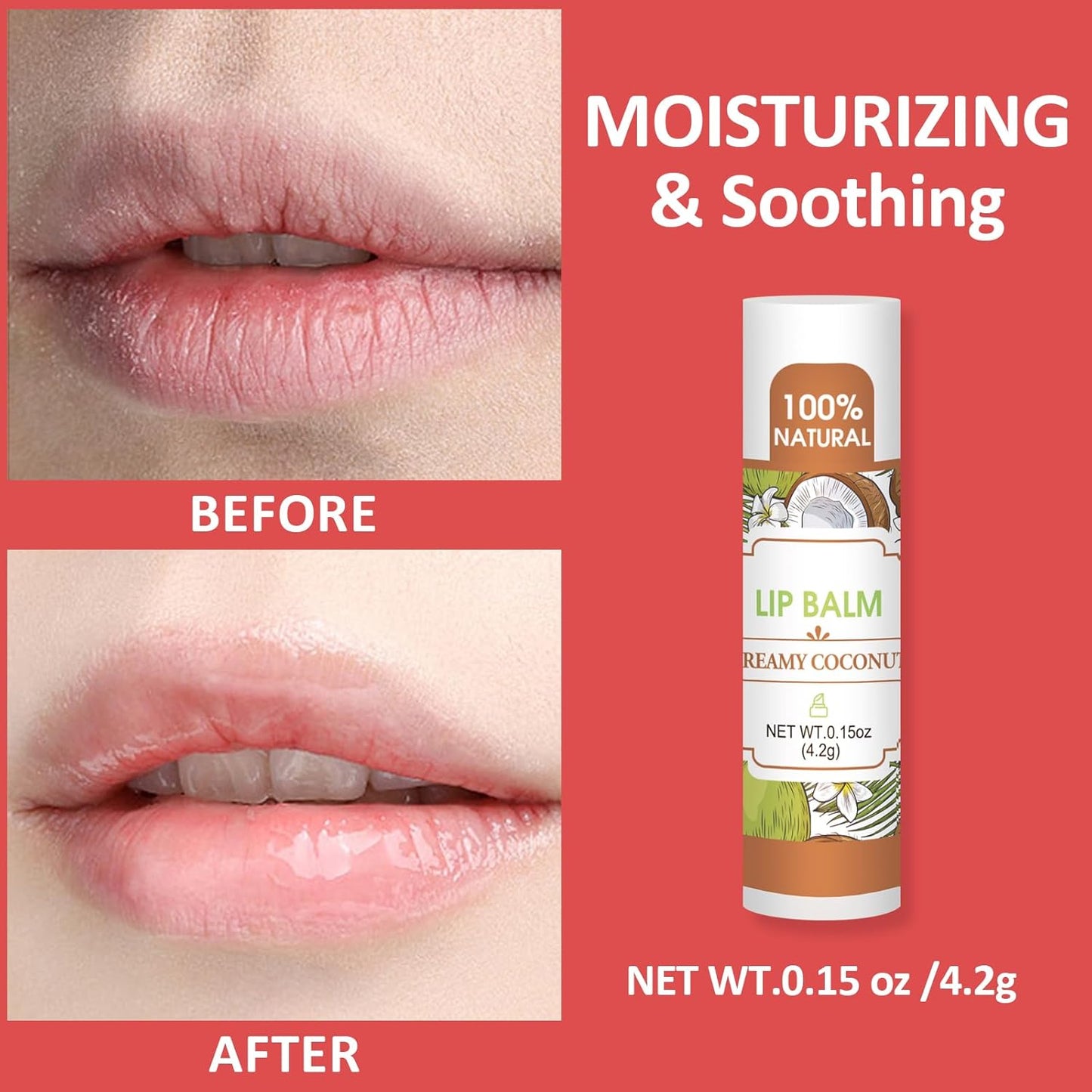 32 Pack Lip Balm, Natural Lip Balm Bulk with Vitamin E and Coconut Oil, Bulk Lip Balms for Dry Lips-16 Flavors