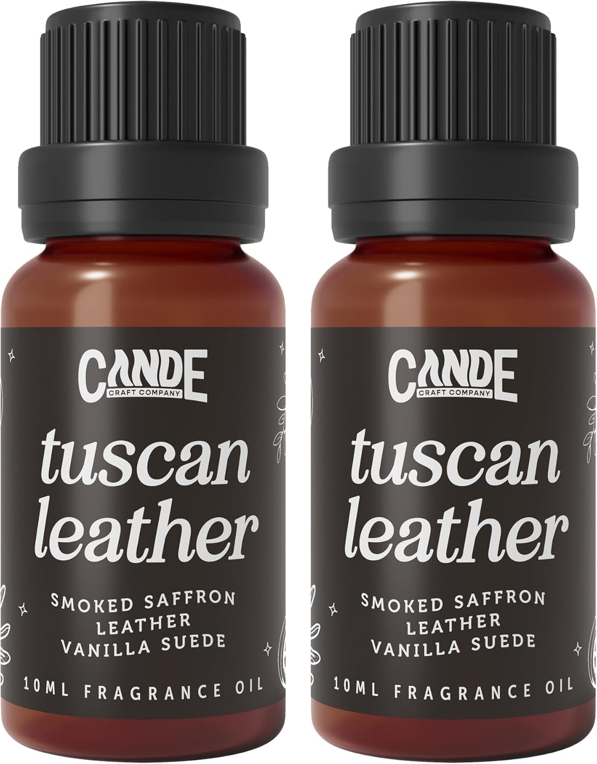 CANDECraftCo Premium Fragrance Oil – Diffuser Oils Fragrances Scented for Home, Candle Soap Making Supplies, Aromatherapy Blends for House (0.34 Fl Oz) (2-Pack, Tuscan Leather)
