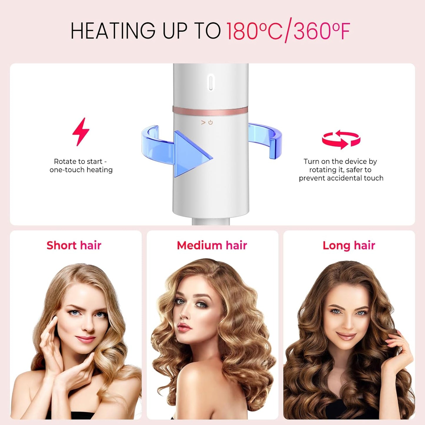 Mini Travel Curling Iron, European Travel Curling Iron Dual Voltage (100V-240V) Mini Size for Short Hair 1 inch, Portable Hair Curler with 30s Fast Heating Constant 180° for International (White)