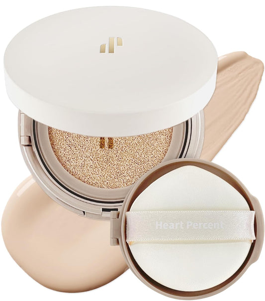 Heart Percent Dote on Mood Layer Cushion SPF 50+/PA+++ with Refill, Satin Glow Silky Flawless Finish Full Coverage Advanced Skincare Foundation (#21Y)